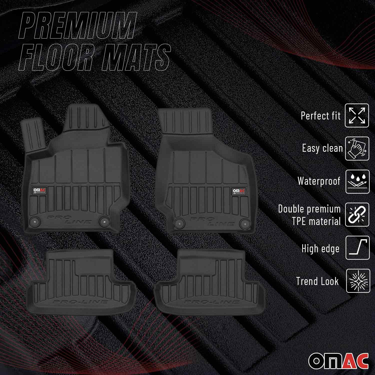 OMAC Premium Alfombrillas De Coche para Audi TT MK2 8J 2006-2014 TPE Goma 4x
