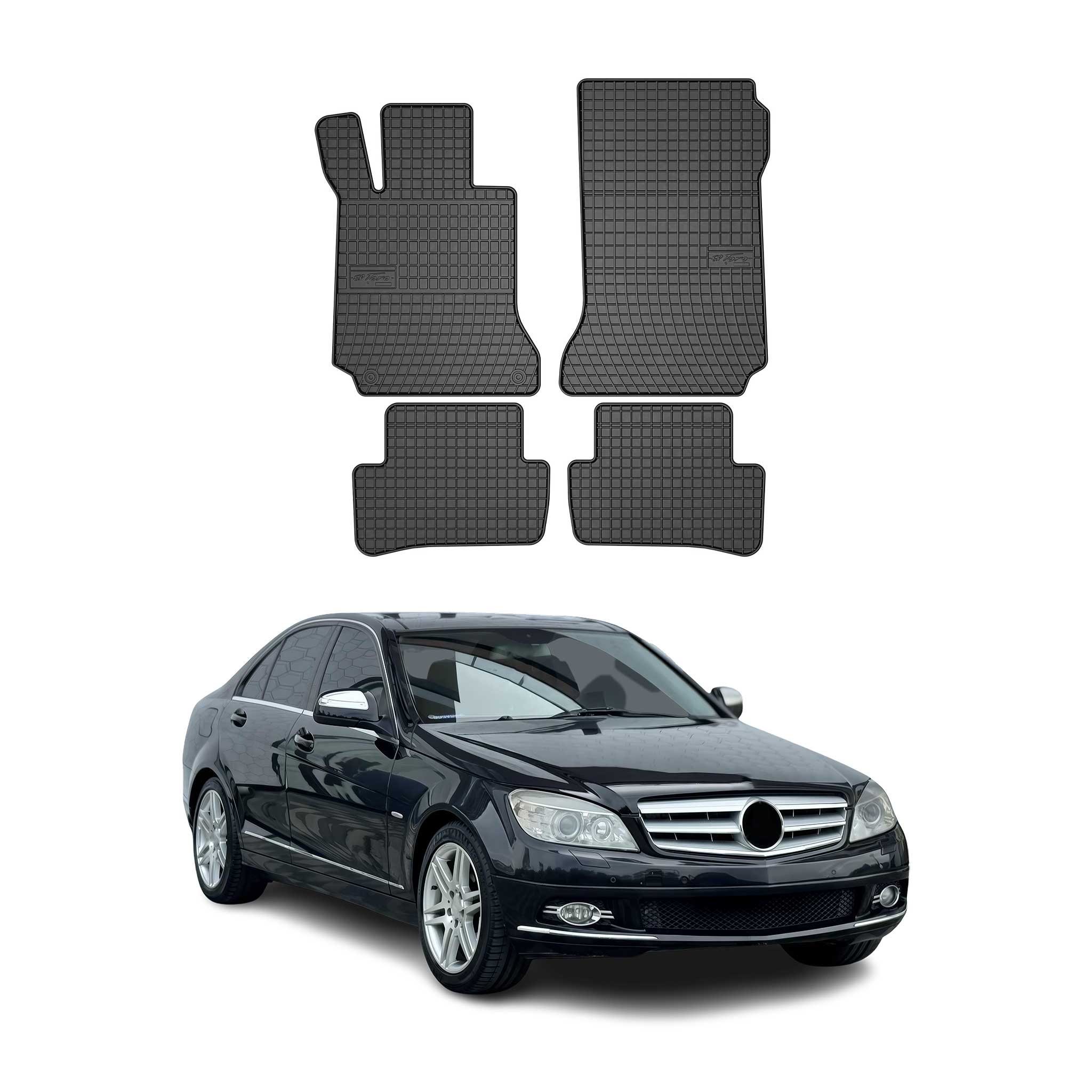 OMAC Alfombrillas De Coche para Mercedes C Class W204 2007-2014 Negro Goma 4Pza