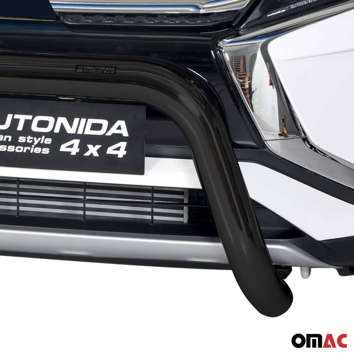 Bull Barra Frontal para Mitsubishi Eclipse Cross 2018-2020 Negro Brillante Acero