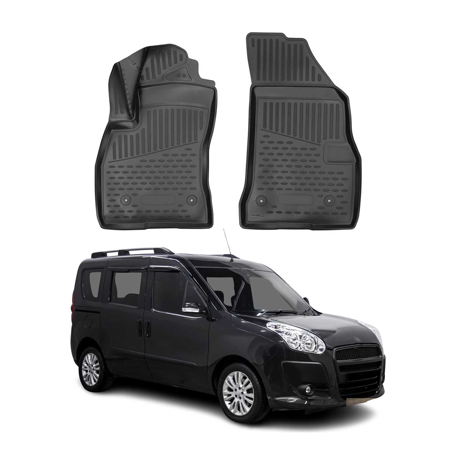 OMAC Alfombrillas De Coche para Fiat Doblo Maxi 2015-2021 Negro Goma TPE 2Pza