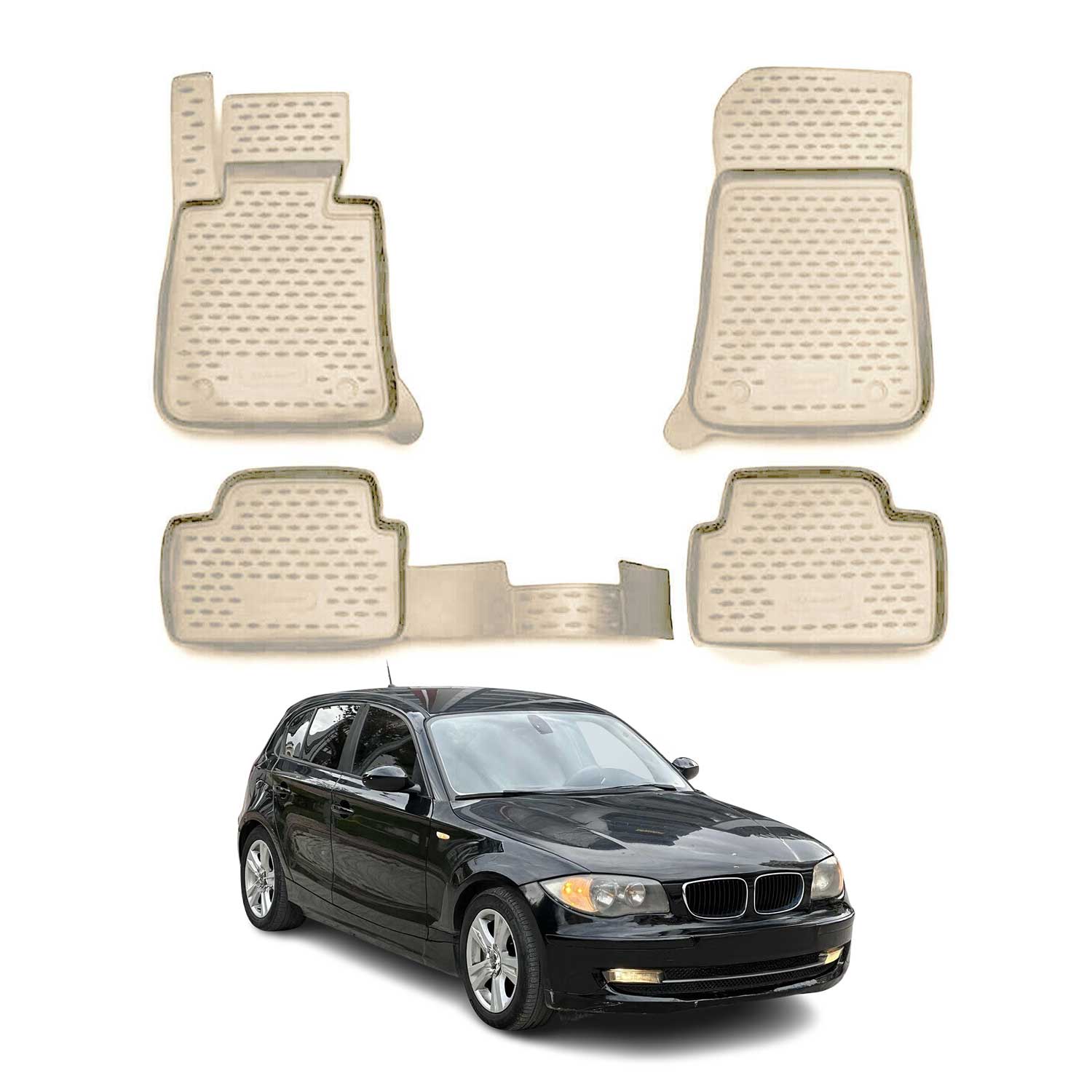 OMAC Alfombrillas De Coche para BMW Serie 1 E87 2004-2011 Beige Goma TPE 4Pza