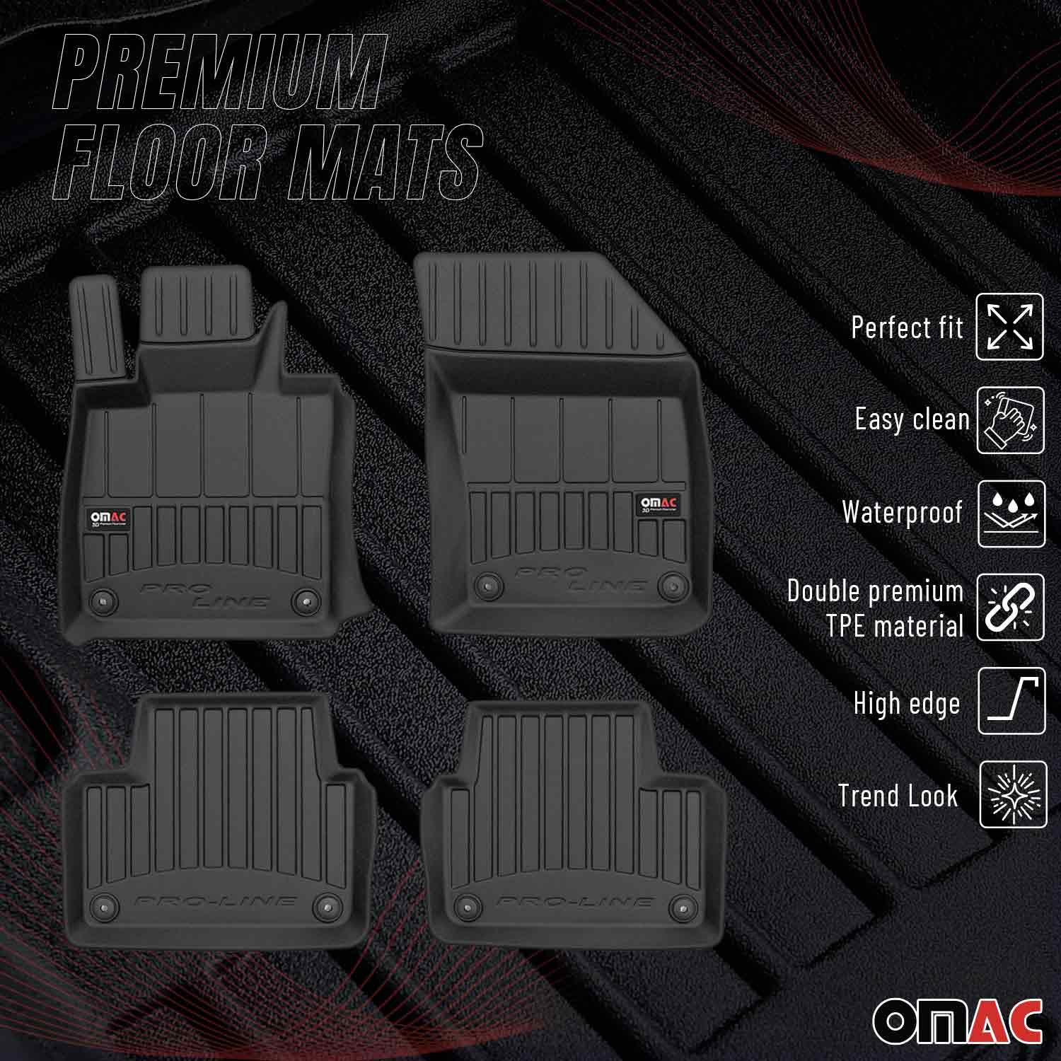 OMAC Premium Alfombrillas De Coche para Volvo V60 2018-2025 Negro TPE Goma 4Pza