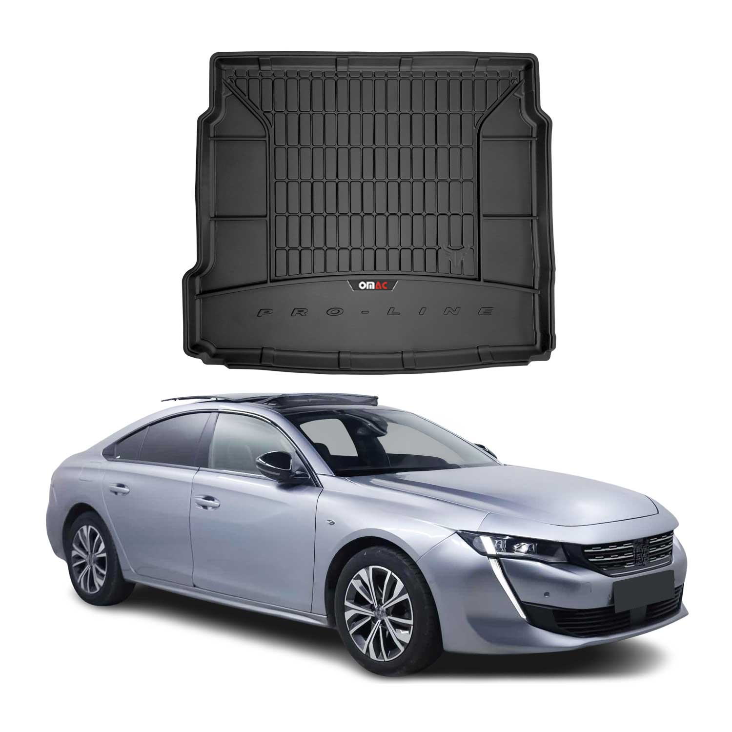 OMAC Premium Bandeja Maletero Alfombrilla para Peugeot 508 2018-2025 Negro TPE