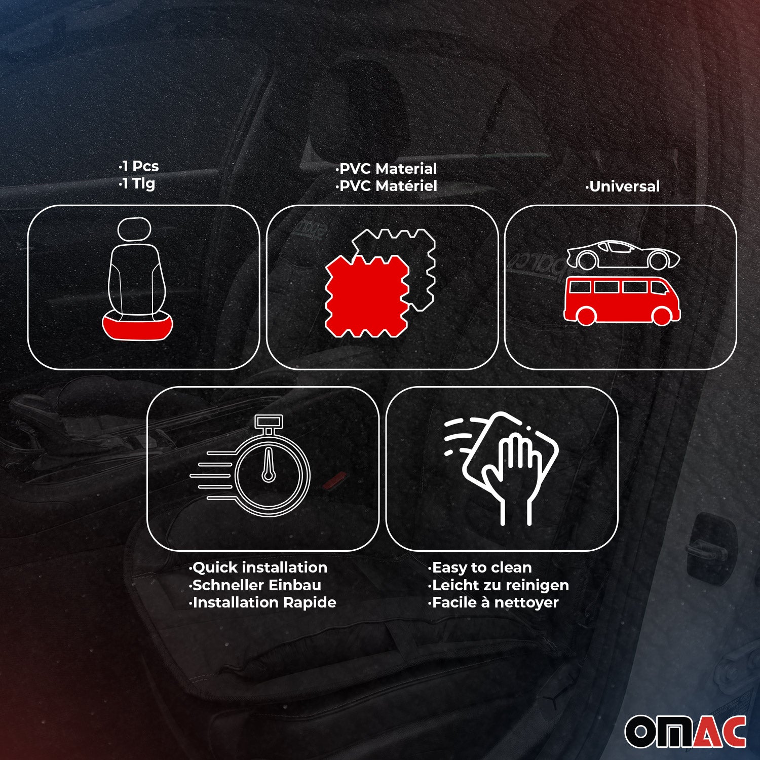 Sparco Funda de Asiento para Automóvil Universal Negro Rojo