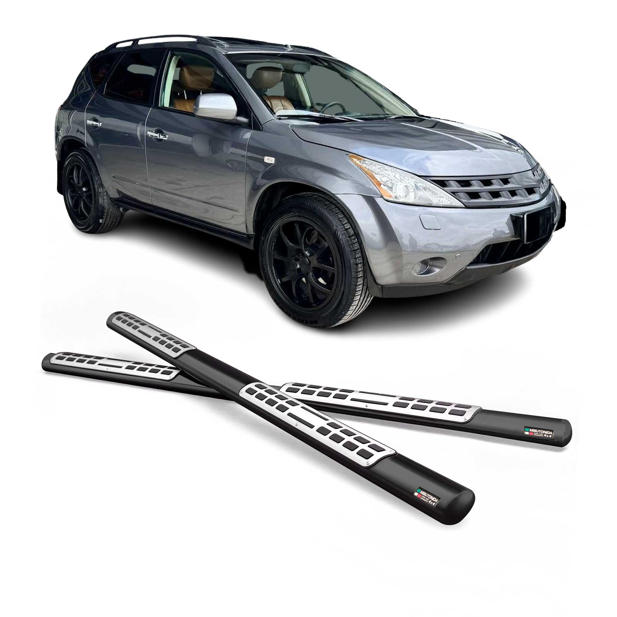 Par de Estribos Barras Laterales para Nissan Murano 2005-2008 Negro Acero