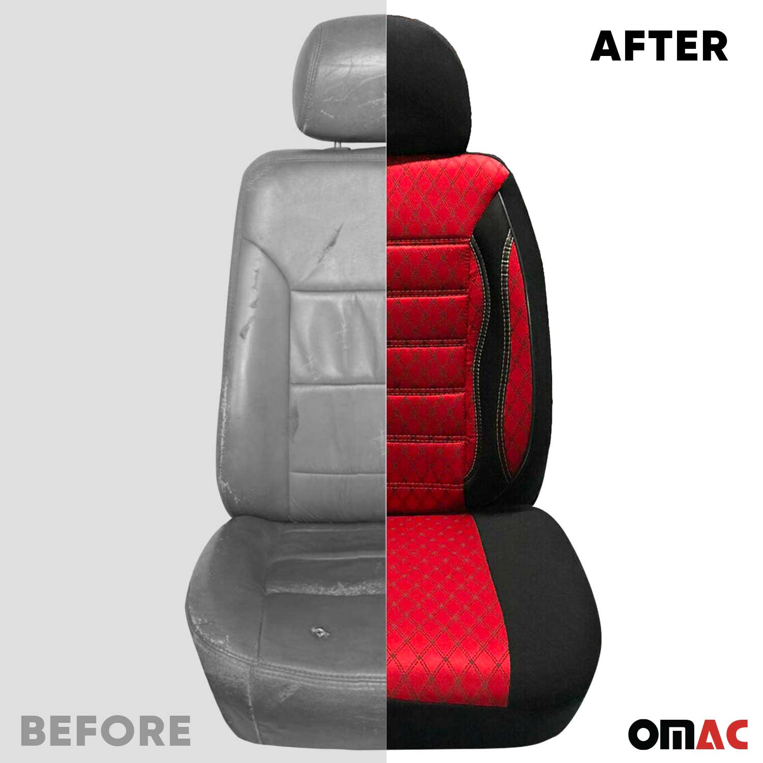 Funda de Asiento para Peugeot Partner 2018-2026 Negro Rojo Polialgodón 1Pza