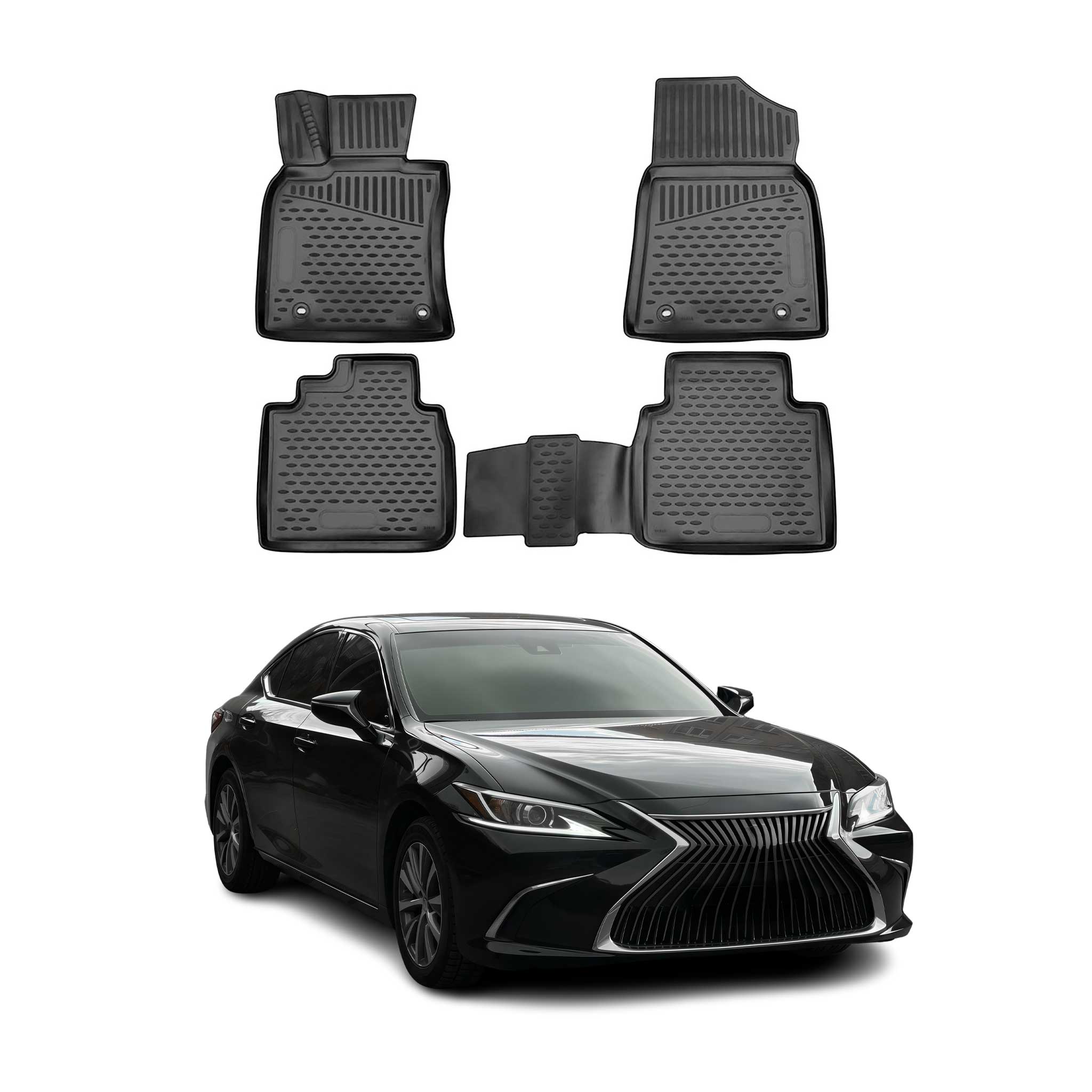 OMAC Alfombrillas De Coche para Lexus ES 2018-2025 Negro Goma TPE 4Pza