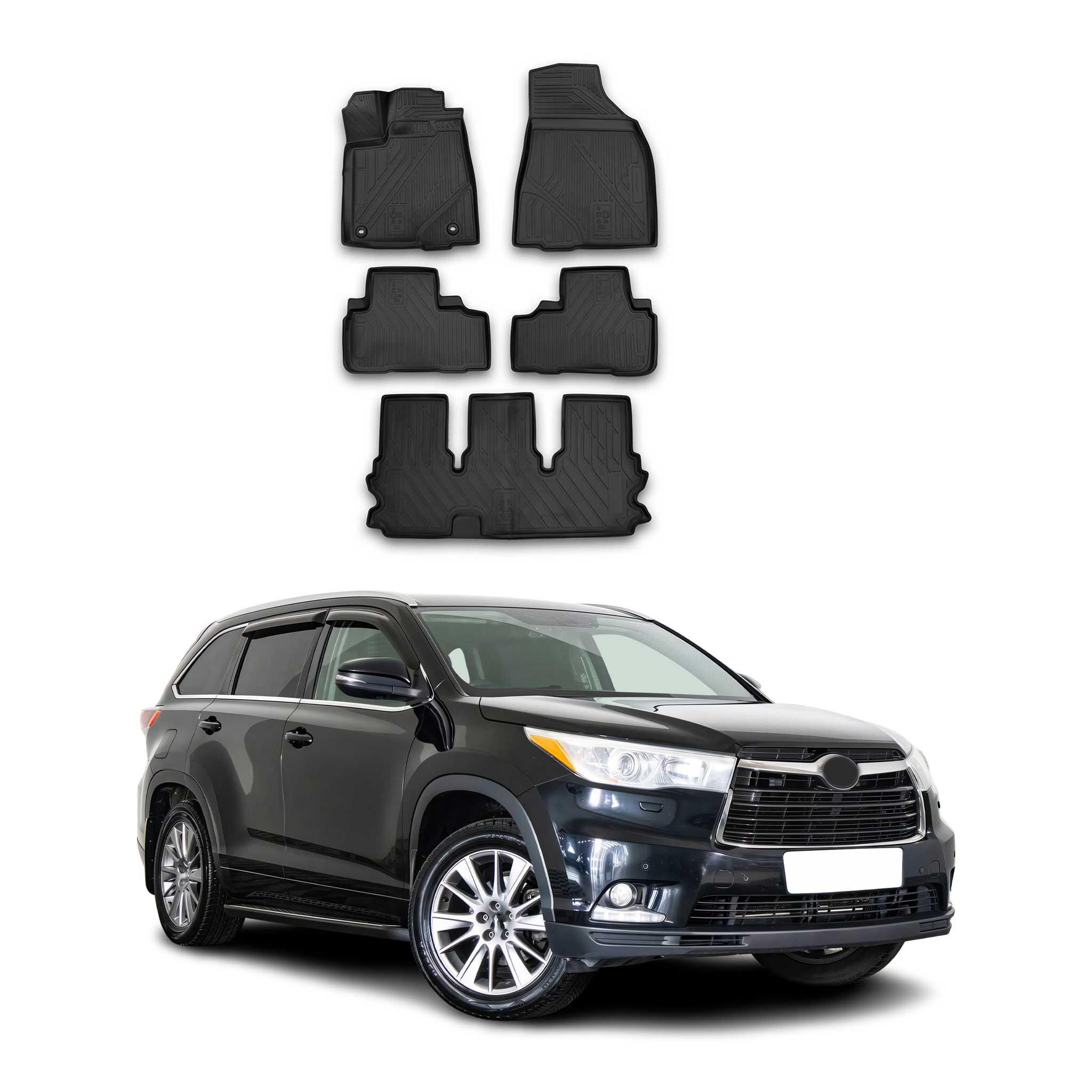 OMAC Alfombrillas De Coche para Toyota Highlander 2014-2018 Negro Goma TPE 5Pza