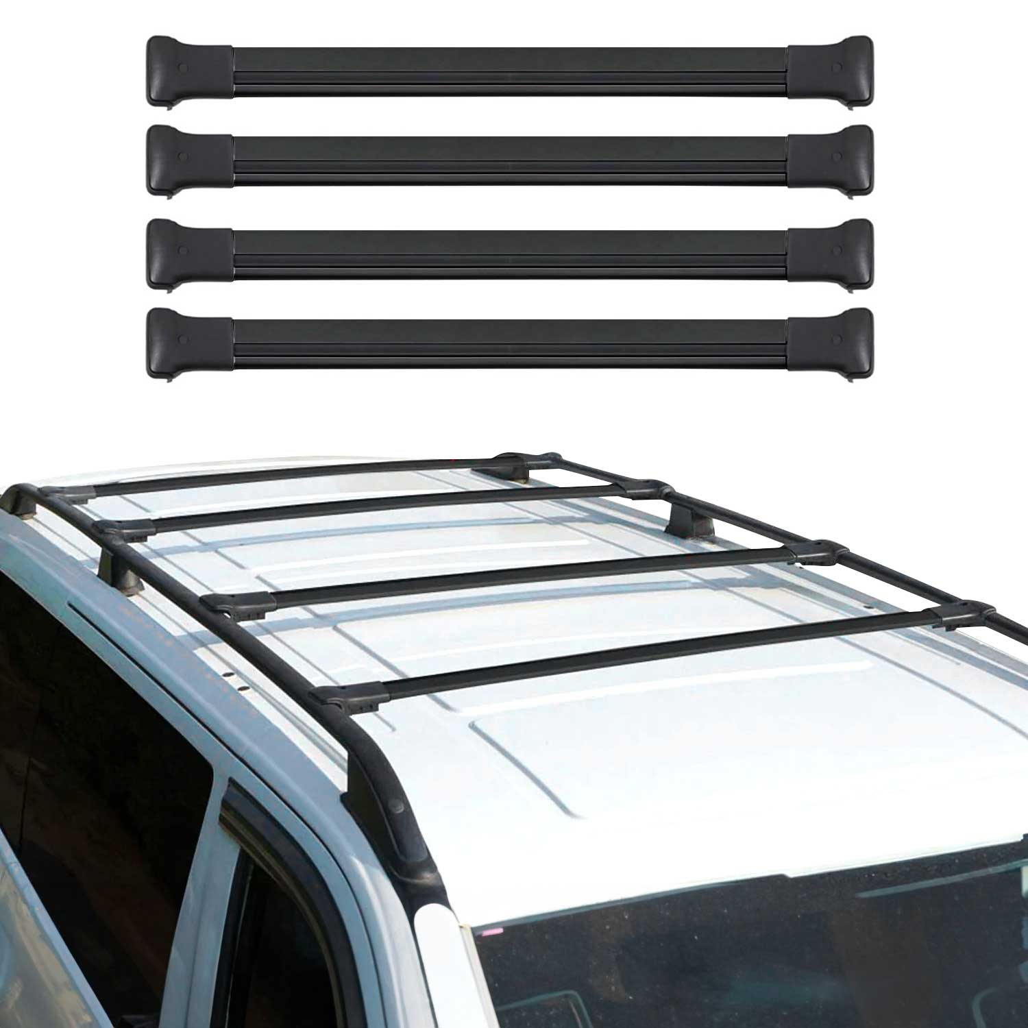 Barras de Techo Coche para Renault Trafic 2001-2014 Negro Aluminio 4Pza