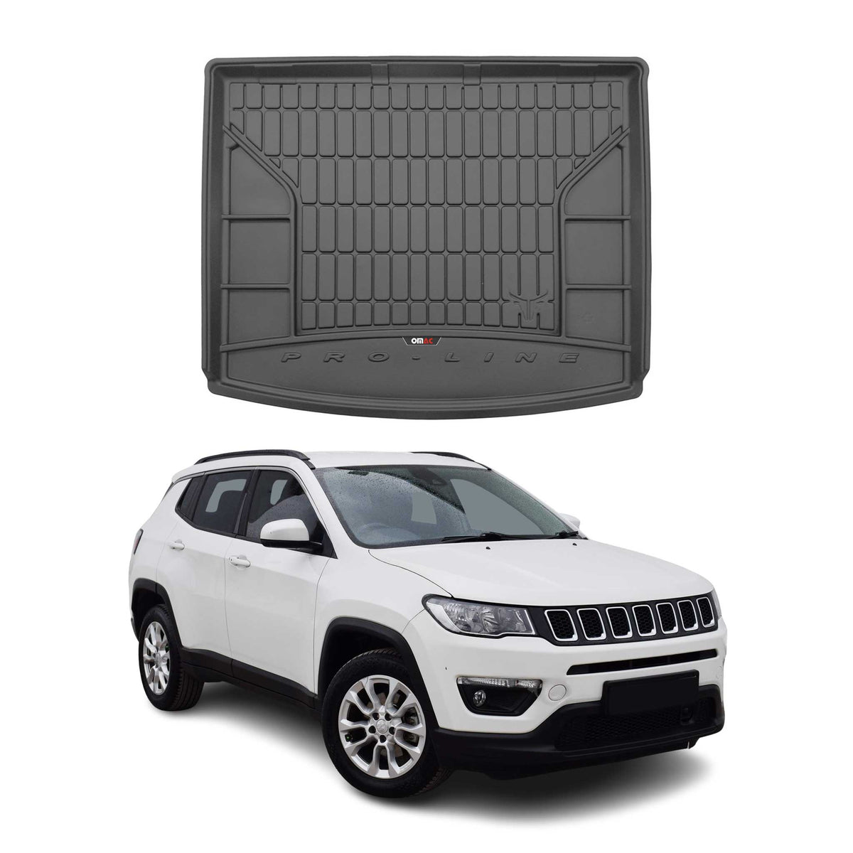 OMAC Premium Bandeja Maletero Alfombrilla para Jeep Compass 2016-2020 Negro TPE