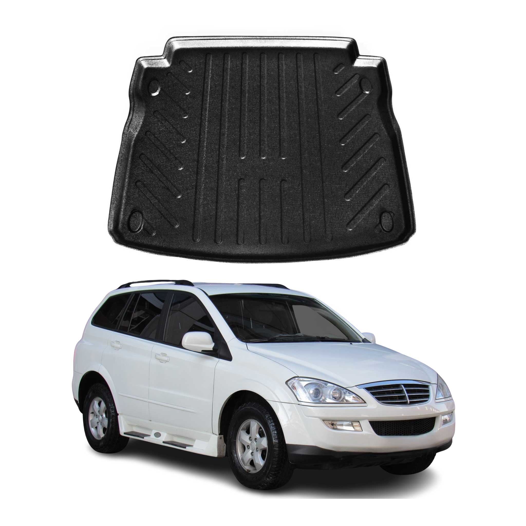 OMAC Bandeja Maletero Alfombrilla para Ssangyong Kyron 2005-2014 Negro Goma TPE