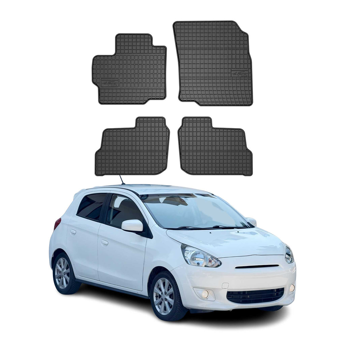 OMAC Alfombrillas De Coche para Mitsubishi Space Star 2012-2016 Negro Goma 4Pza
