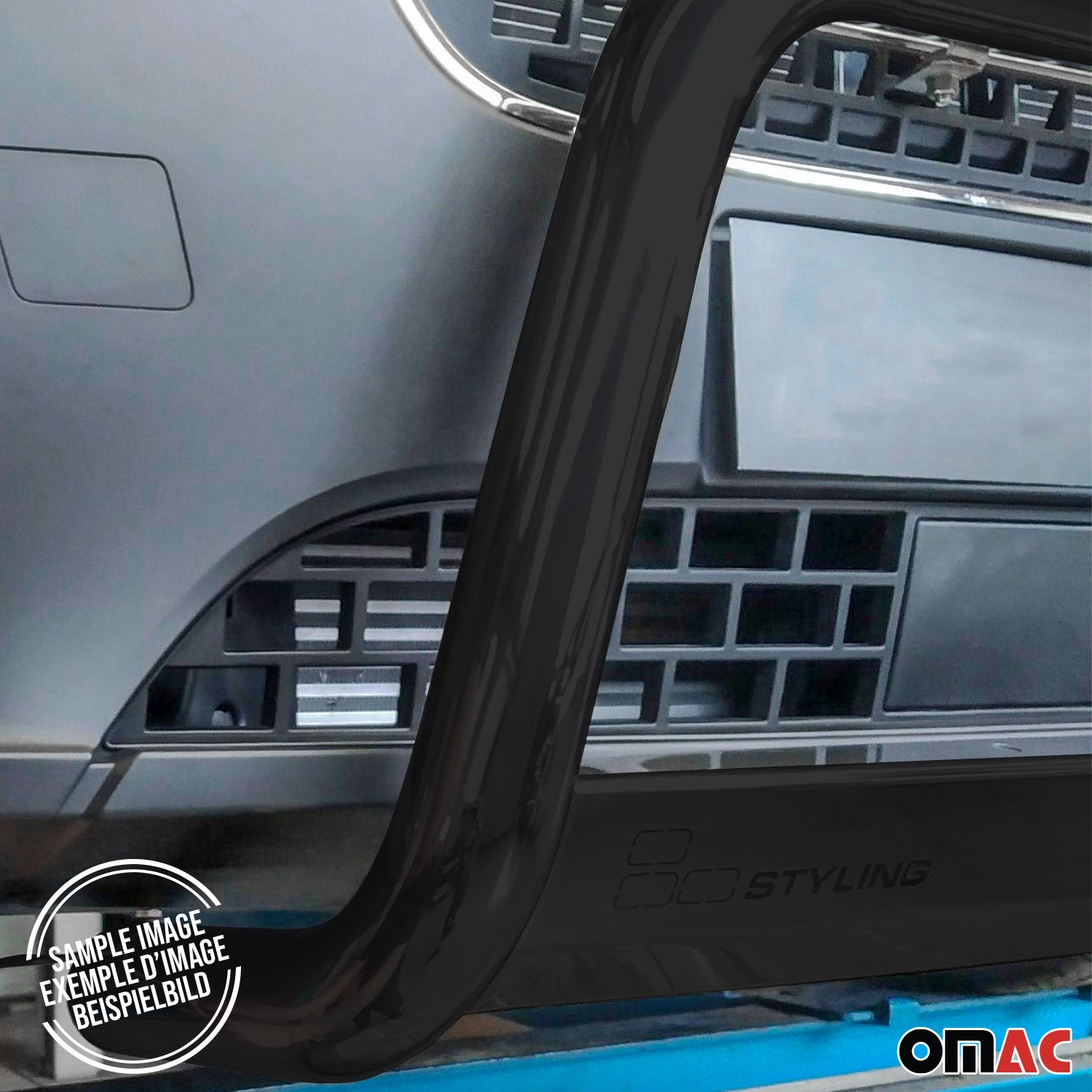 Bull Barra Frontal para Opel Crossland X 2017-2025 Negro Brillante Acero 1Pza