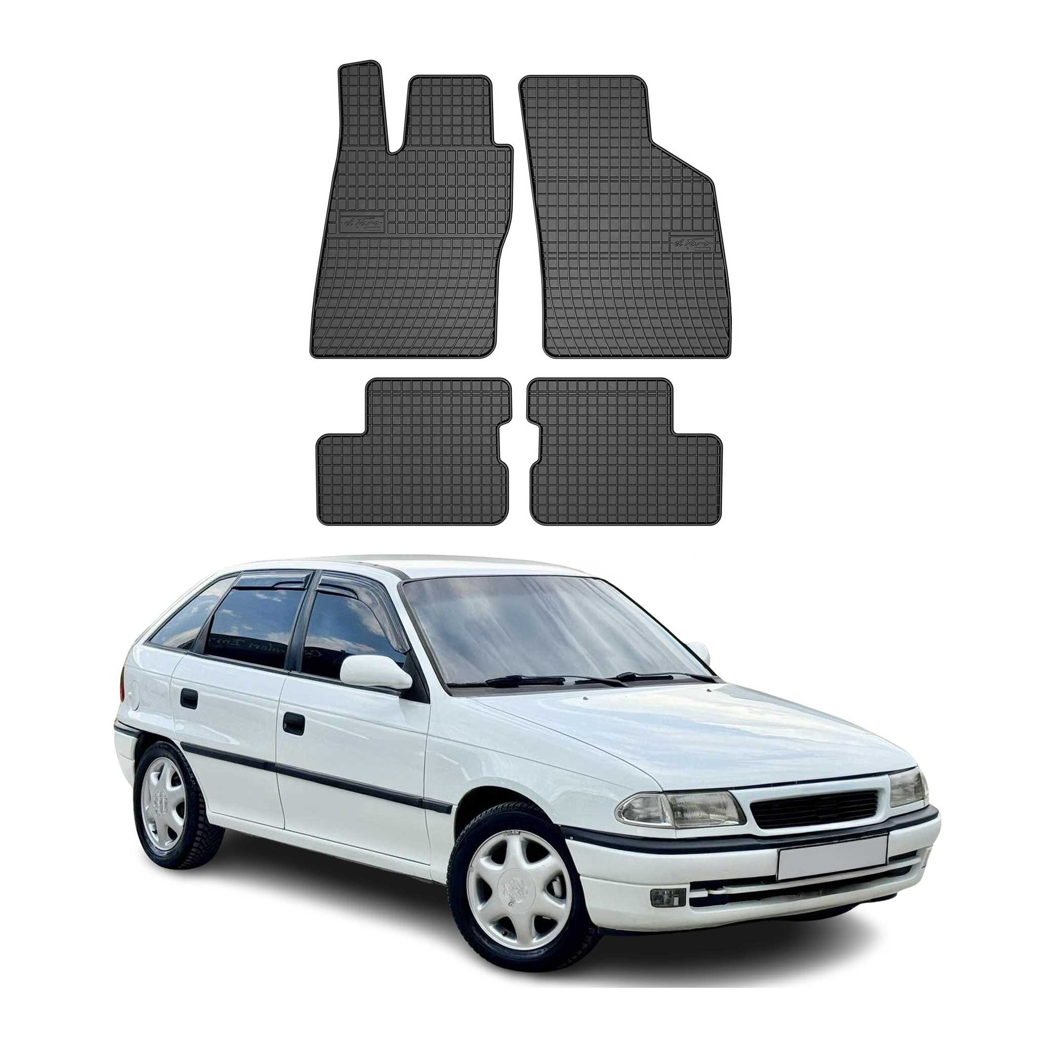 OMAC Alfombrillas De Coche para Opel Astra F 1991-2002 Negro Goma 4Pza