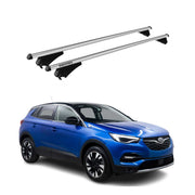 Menabo Barras de Techo Coche Baca para Opel Grandland X 2017-2023 Gris Alu 2Pza
