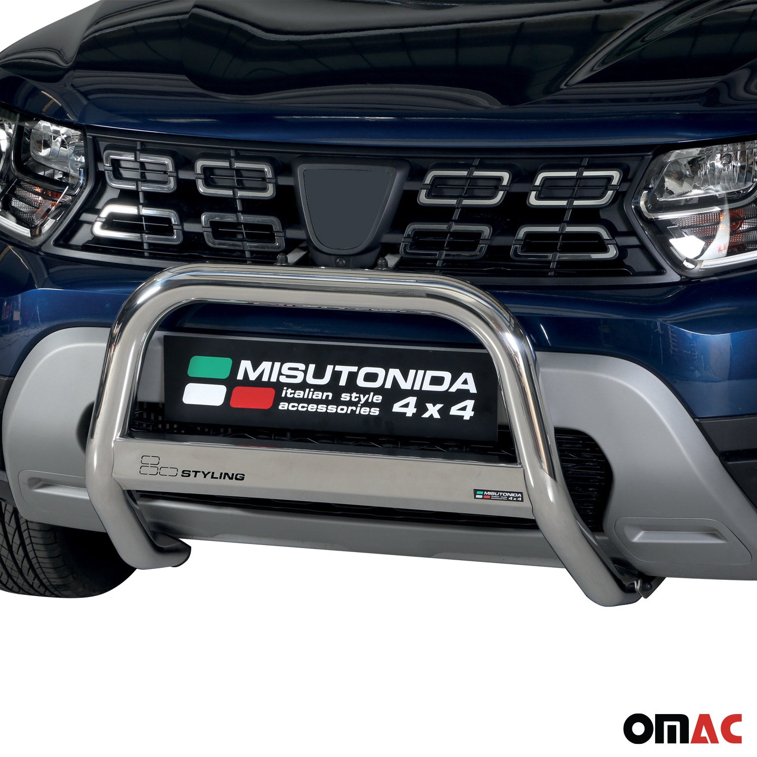 Bull Barra Frontal para Dacia Duster 2018-2020 Plata Brillante Acero 1Pza