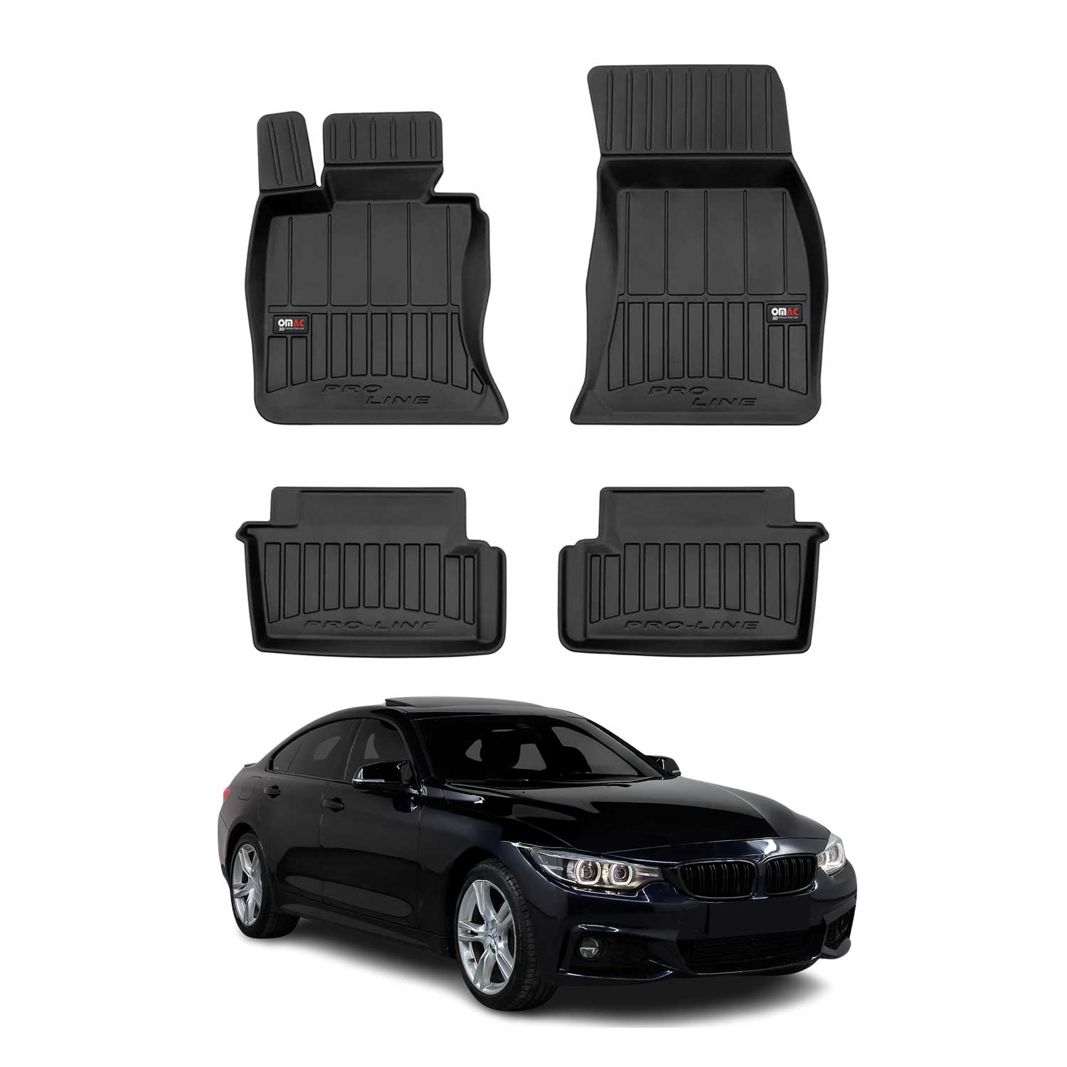 OMAC Premium Alfombrillas De Coche para BMW Serie 4 F32 Cupé 2013-2020 Negro 4x
