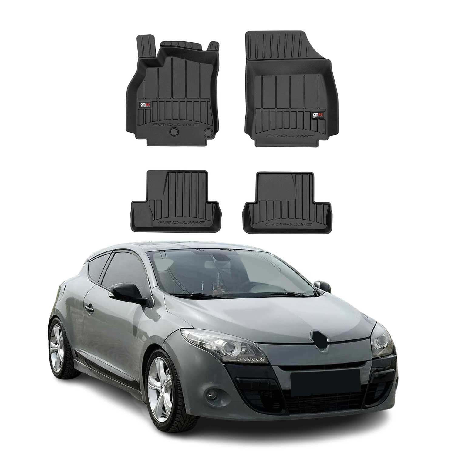 OMAC Premium Alfombrillas De Coche para Renault Megane Cupé 2009-2012 Goma 4x