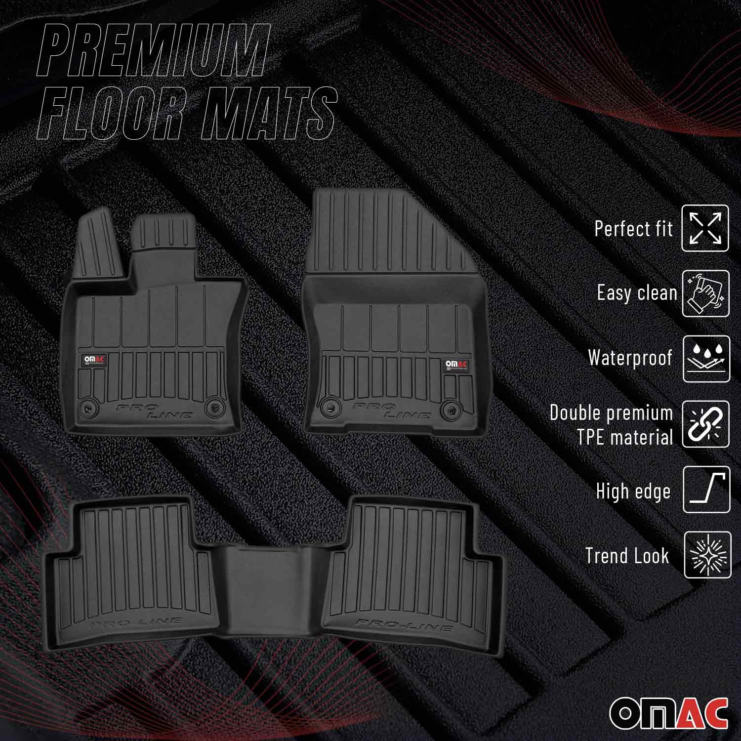 OMAC Premium Alfombrillas De Coche para Ford Mustang Cupé 2015-2023 TPE Goma 4x