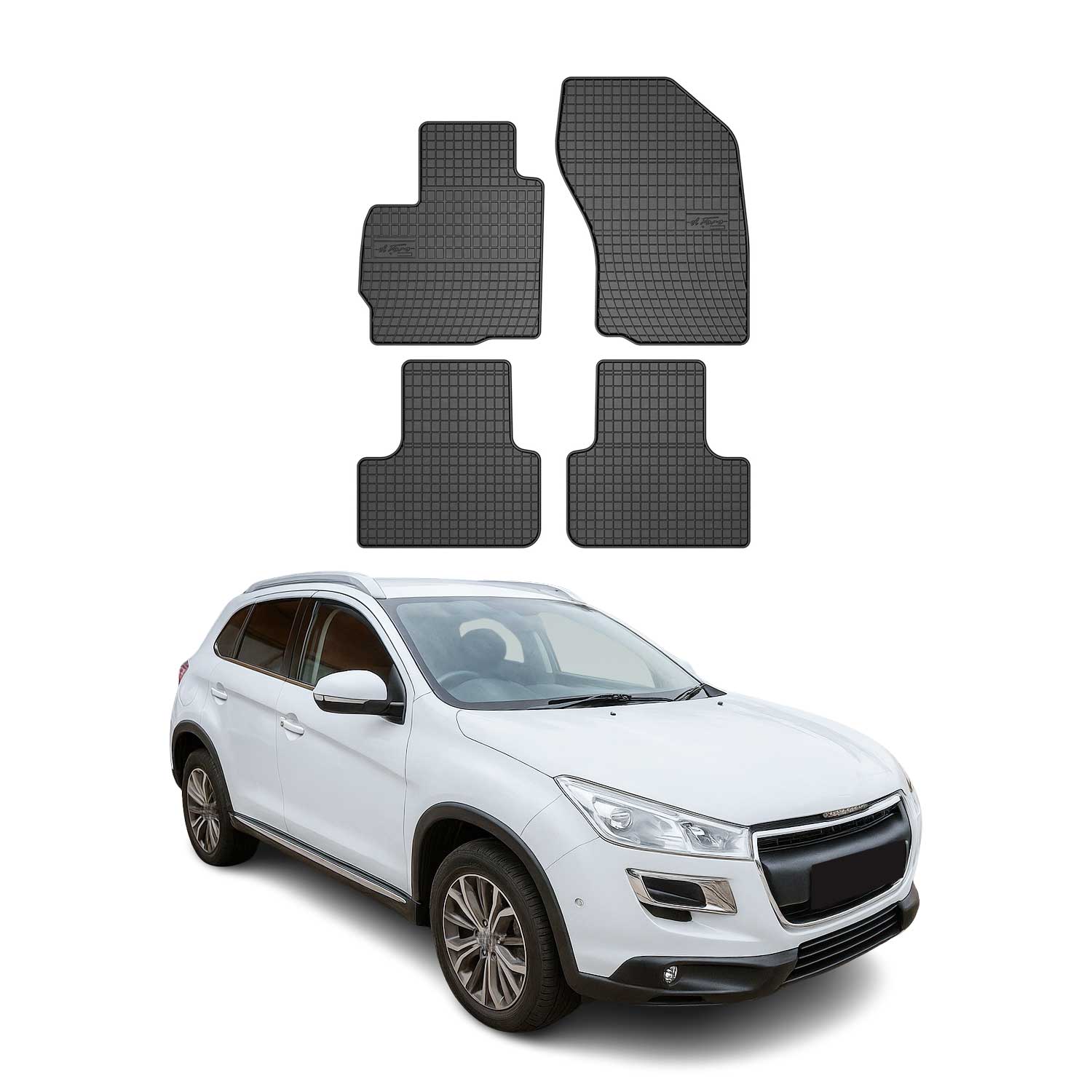 OMAC Alfombrillas De Coche para Peugeot 4008 2012-2017 Negro Goma TPE 4Pza