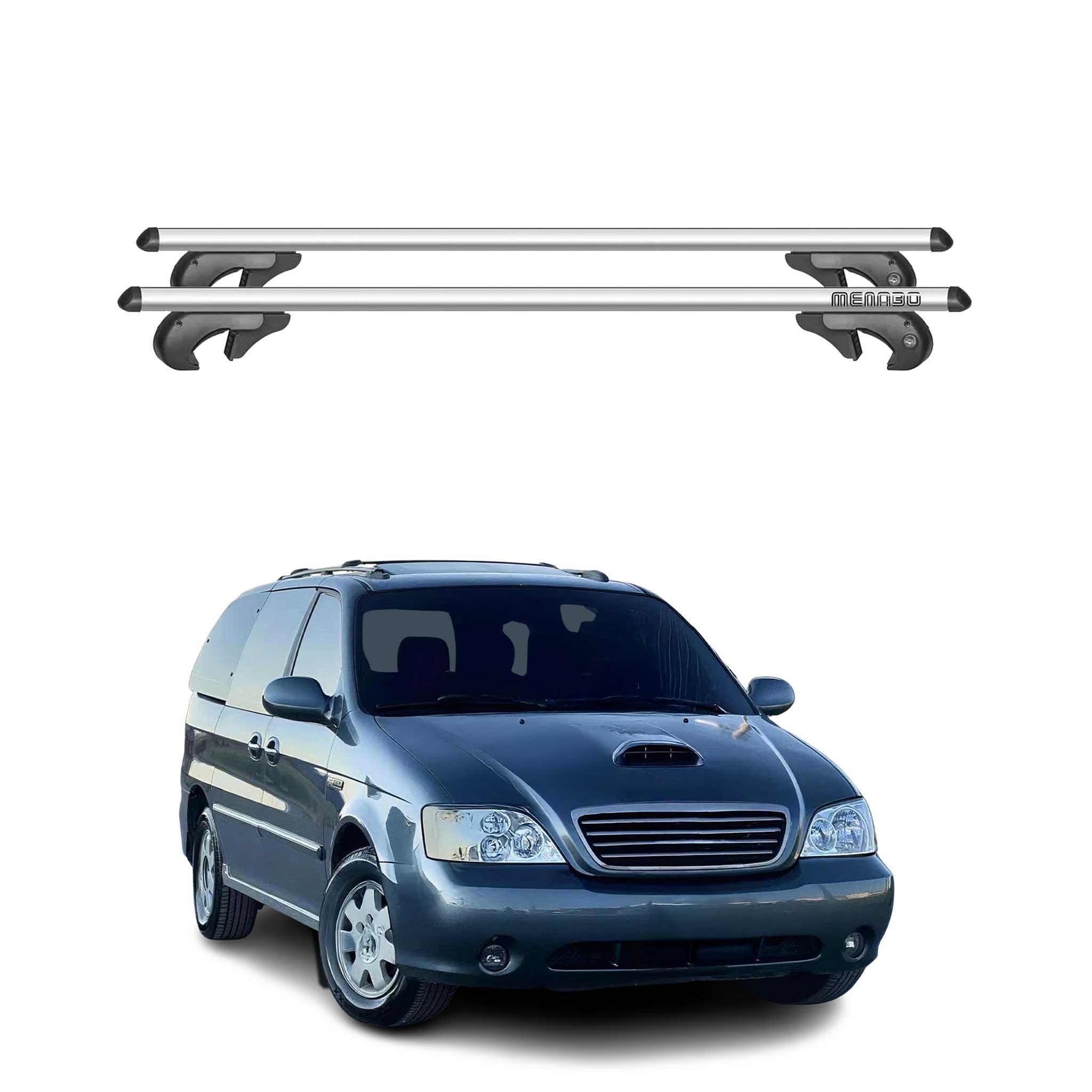 Menabo Barras de Techo Baca para Kia Carnival GQ 1998-2005 Gris Aluminio 2Pza