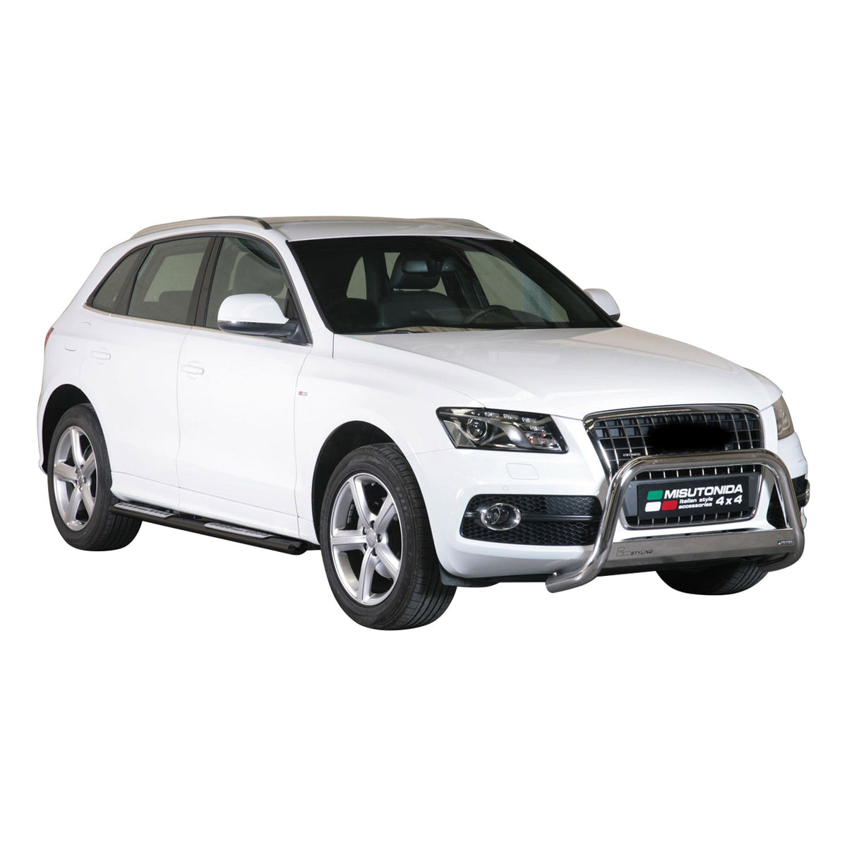 Par de Estribos Barras Laterales para Audi Q5 2008-2015 Negro Brillante Acero 2x
