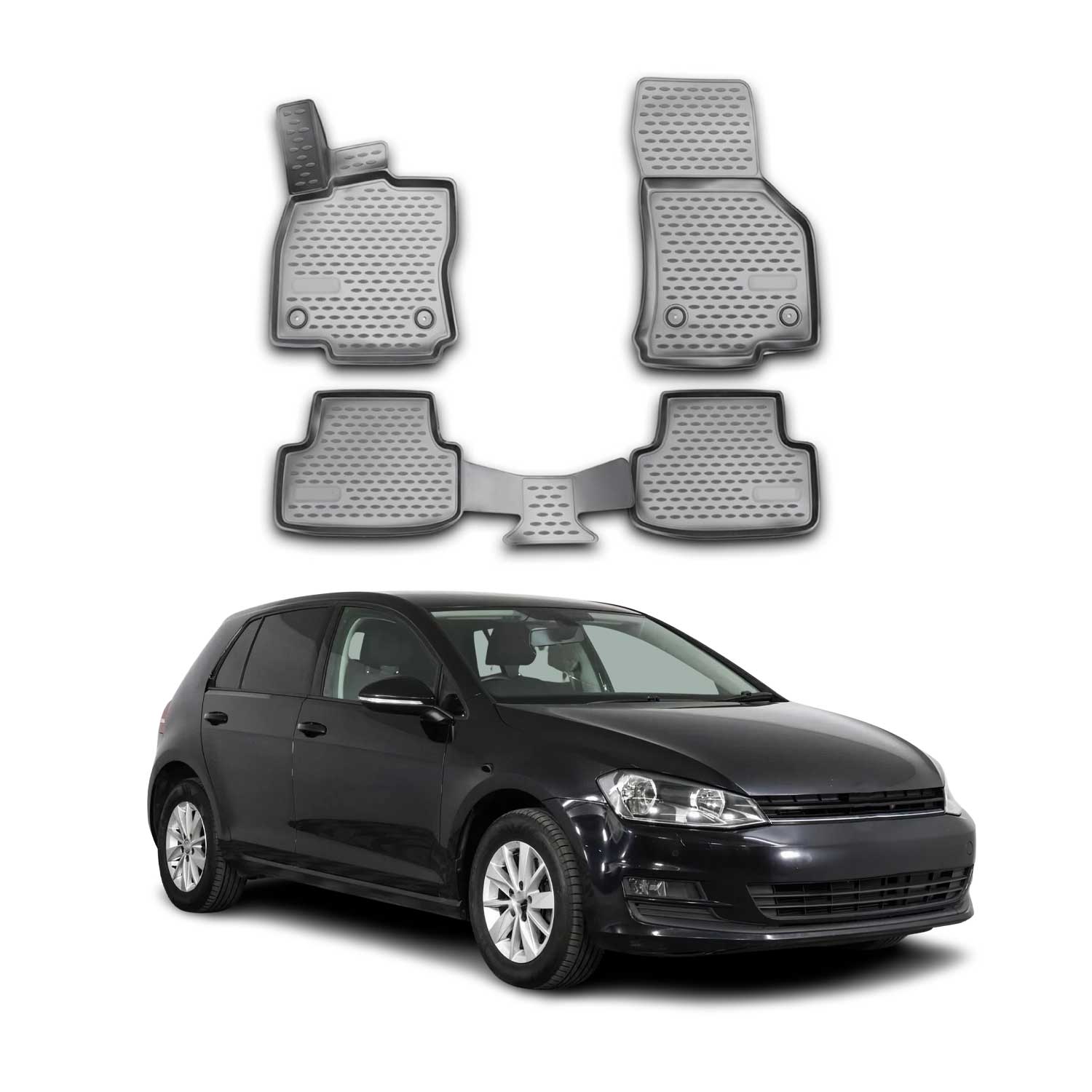 OMAC Alfombrillas De Coche para VW Golf 7 2012-2019 Gris Goma TPE 4Pza