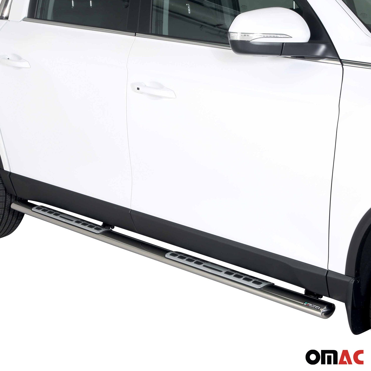 Par de Estribos Barras Laterales para Ssangyong Musso 2018-2025 Plata Acero 2x