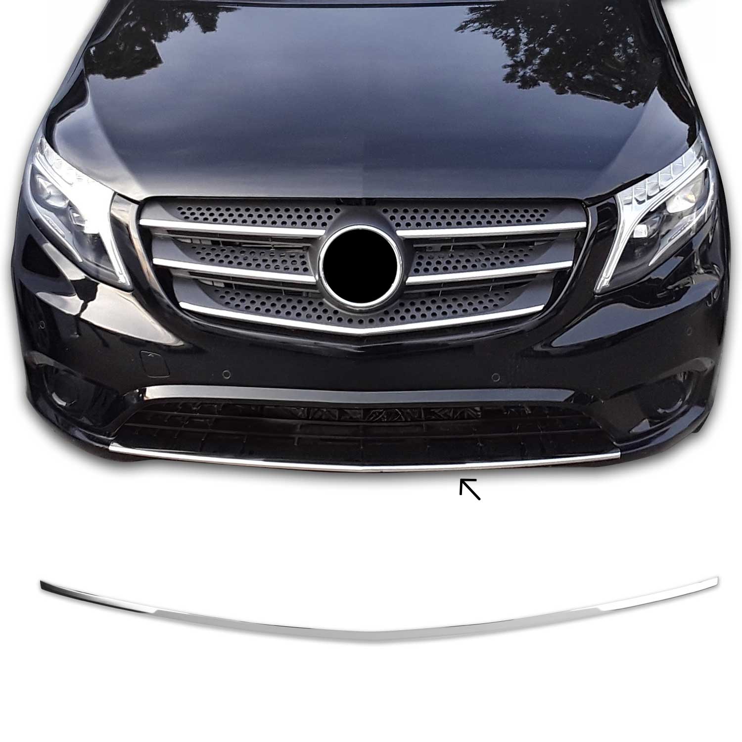 Embellecedor de Parachoques Delantero para Mercedes Vito W447 2014-2019 Acero