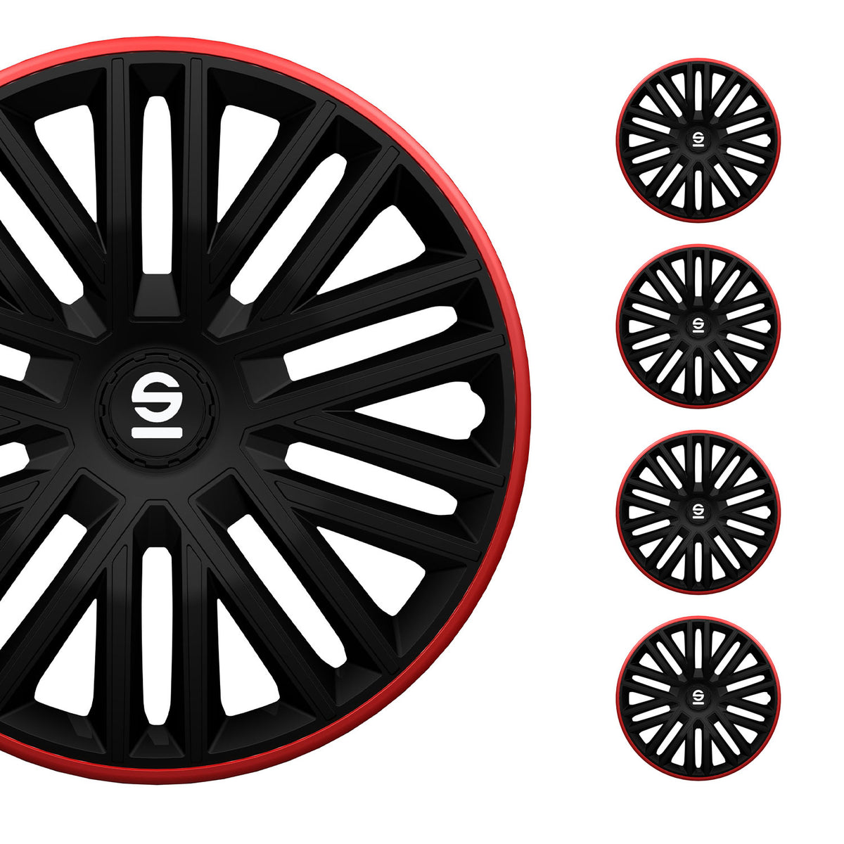 Sparco Tapacubos 15 Pulgadas Universal Negro Rojo ABS Plástico