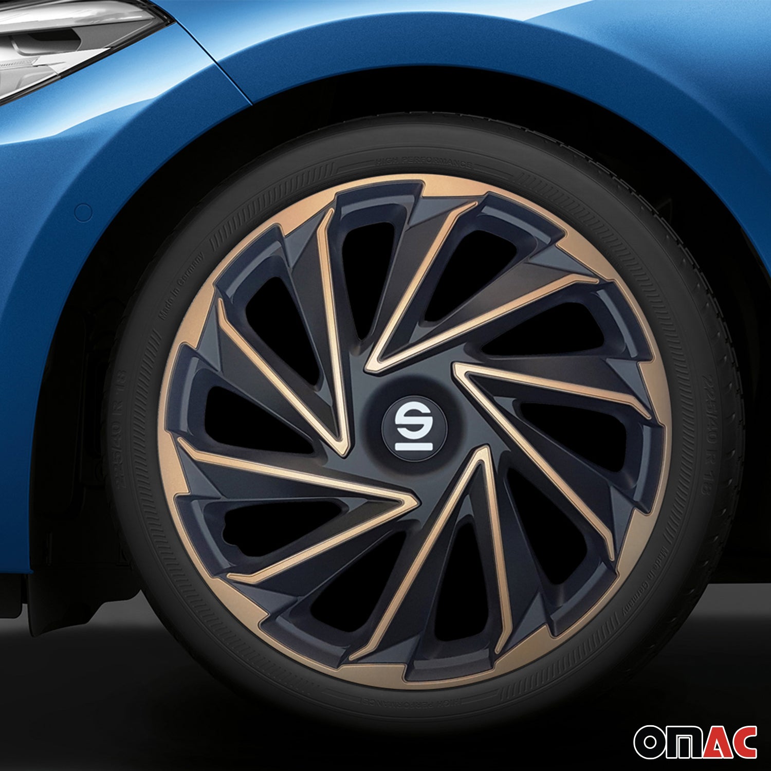 Sparco Tapacubos 16" pulgadas Universal Gold Negro