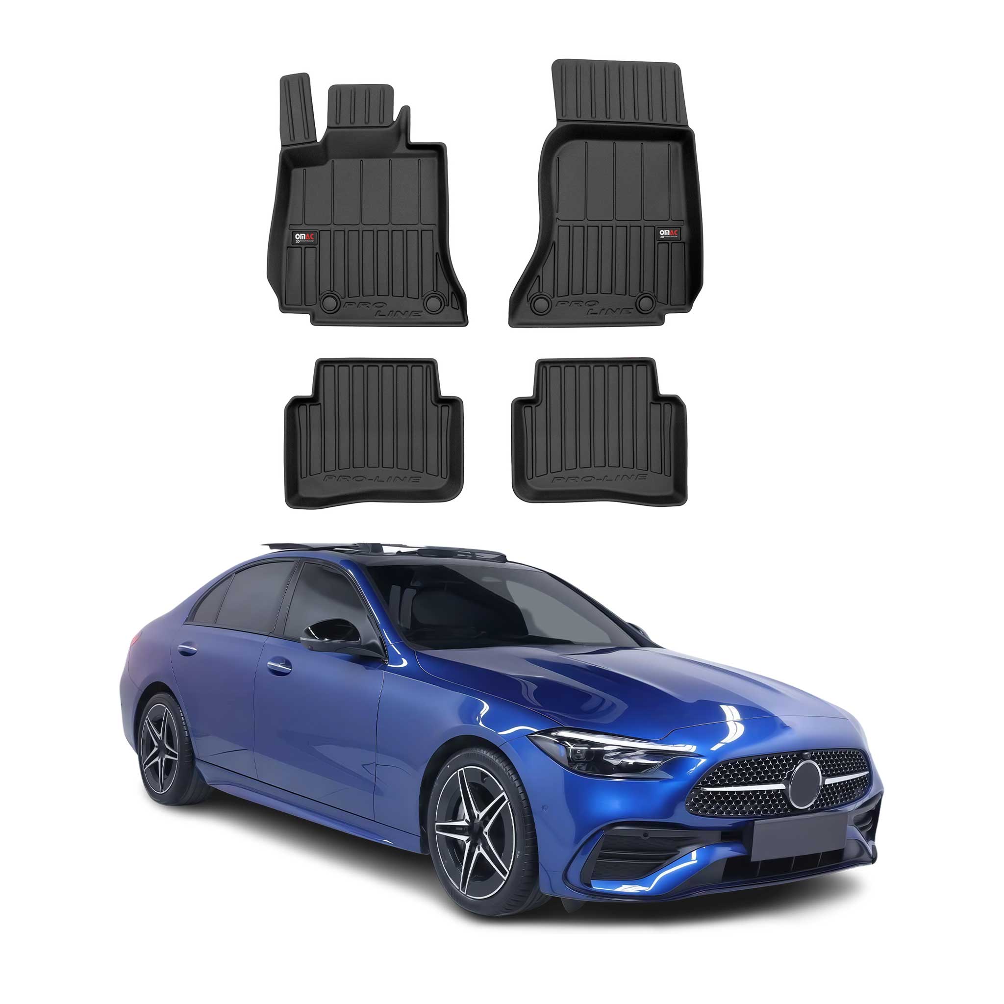 OMAC Premium Alfombrillas De Coche para Mercedes C-Klasse W206 2021-2025 Goma 4x