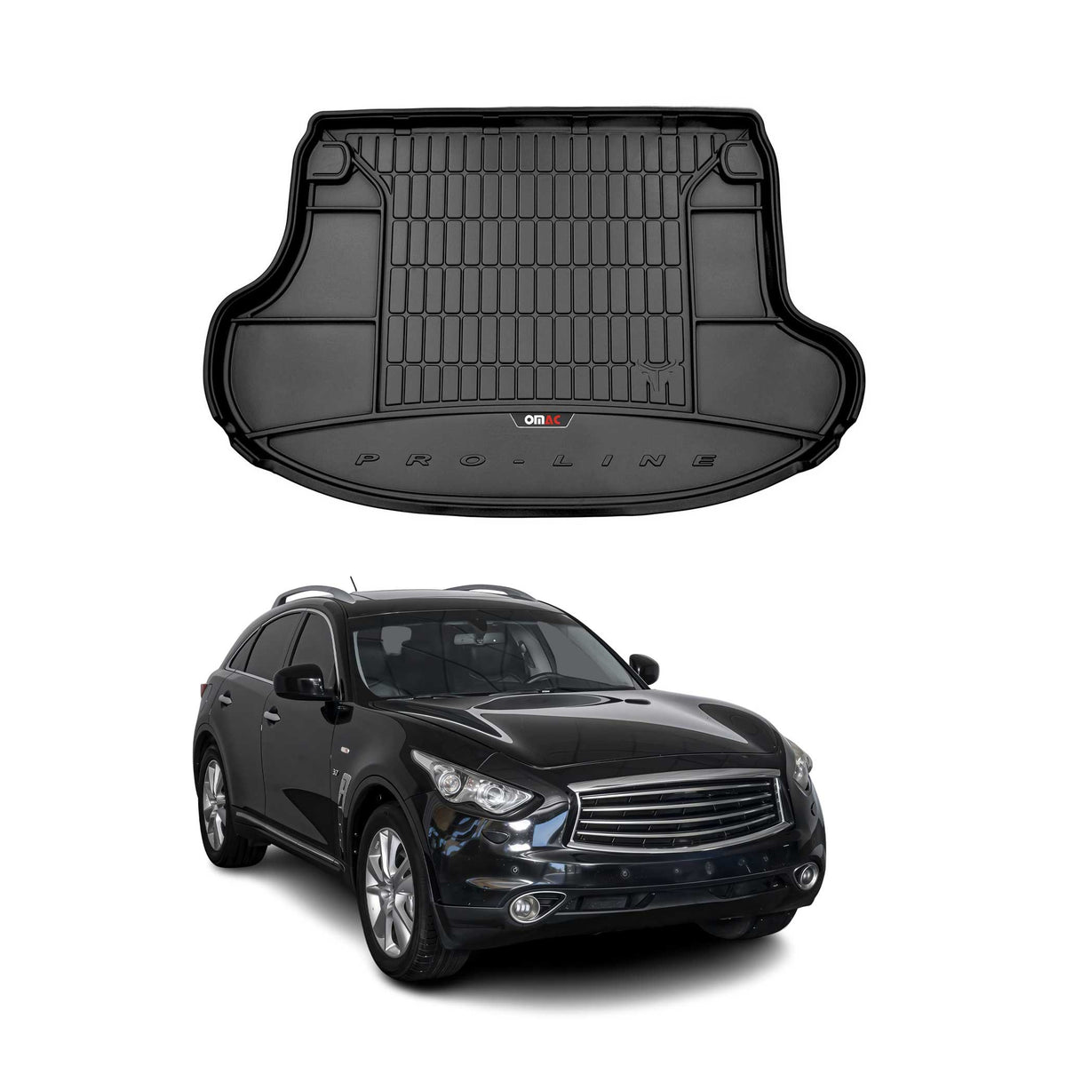 OMAC Premium Bandeja Maletero Alfombrilla para Infinity QX70 2008-2017 Negro TPE