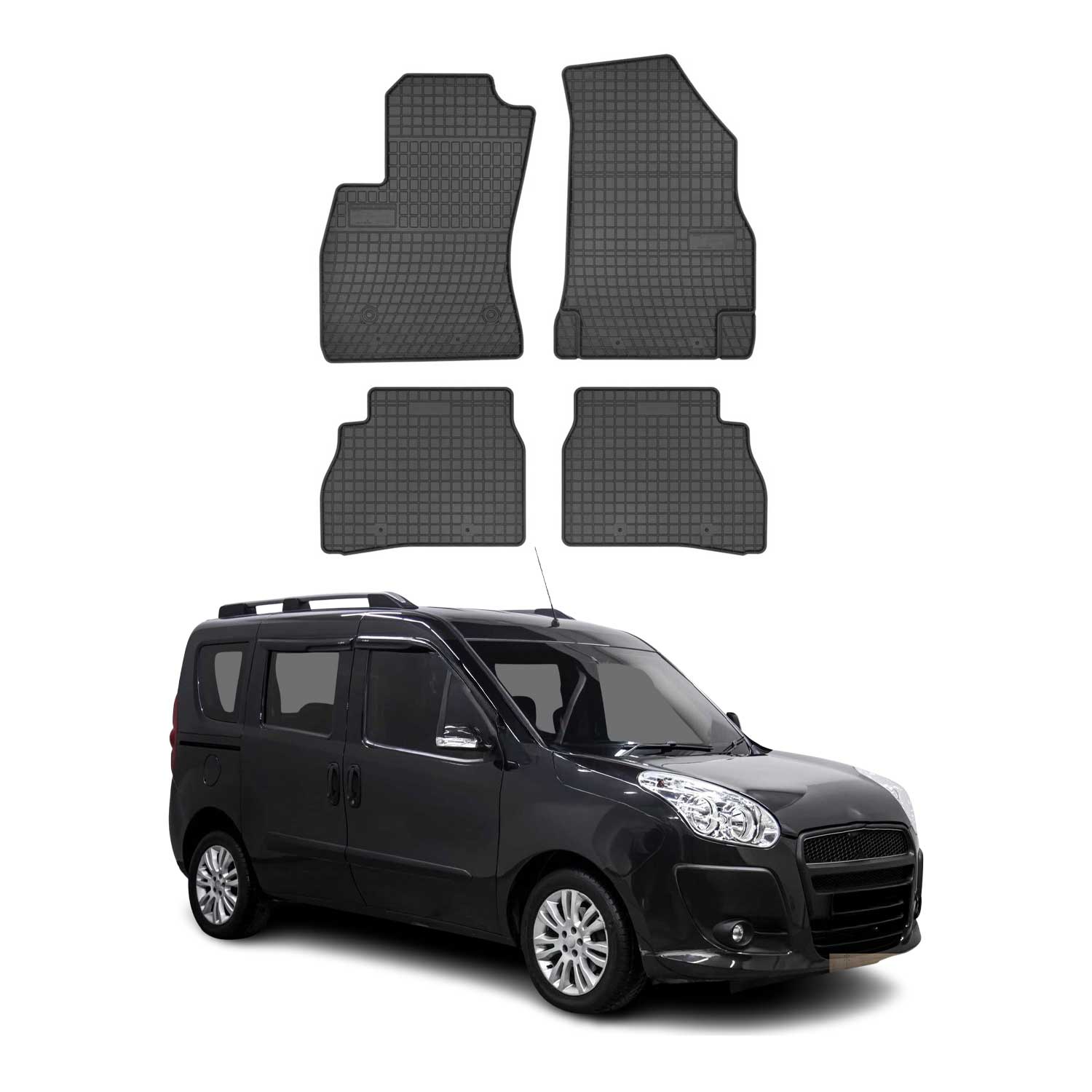 OMAC Alfombrillas De Coche para Fiat Doblo 2010-2020 Negro Goma 4Pza