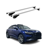 Menabo Barras de Techo Coche Baca para Audi Q8 4M 2018-2024 Gris Aluminio 2Pza