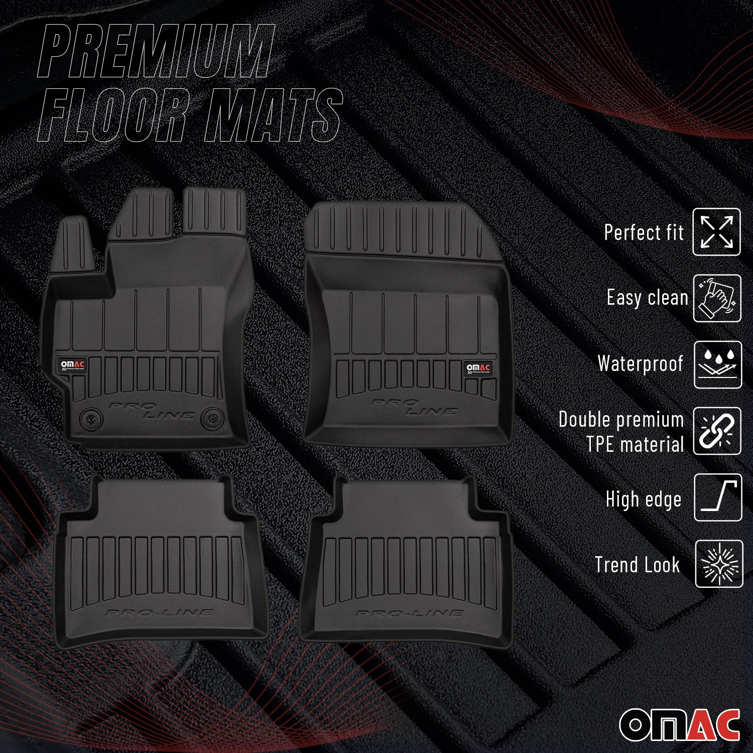 OMAC Premium Alfombrillas Coche para Toyota Corolla Sedán Familiar 2019-2026 TPE