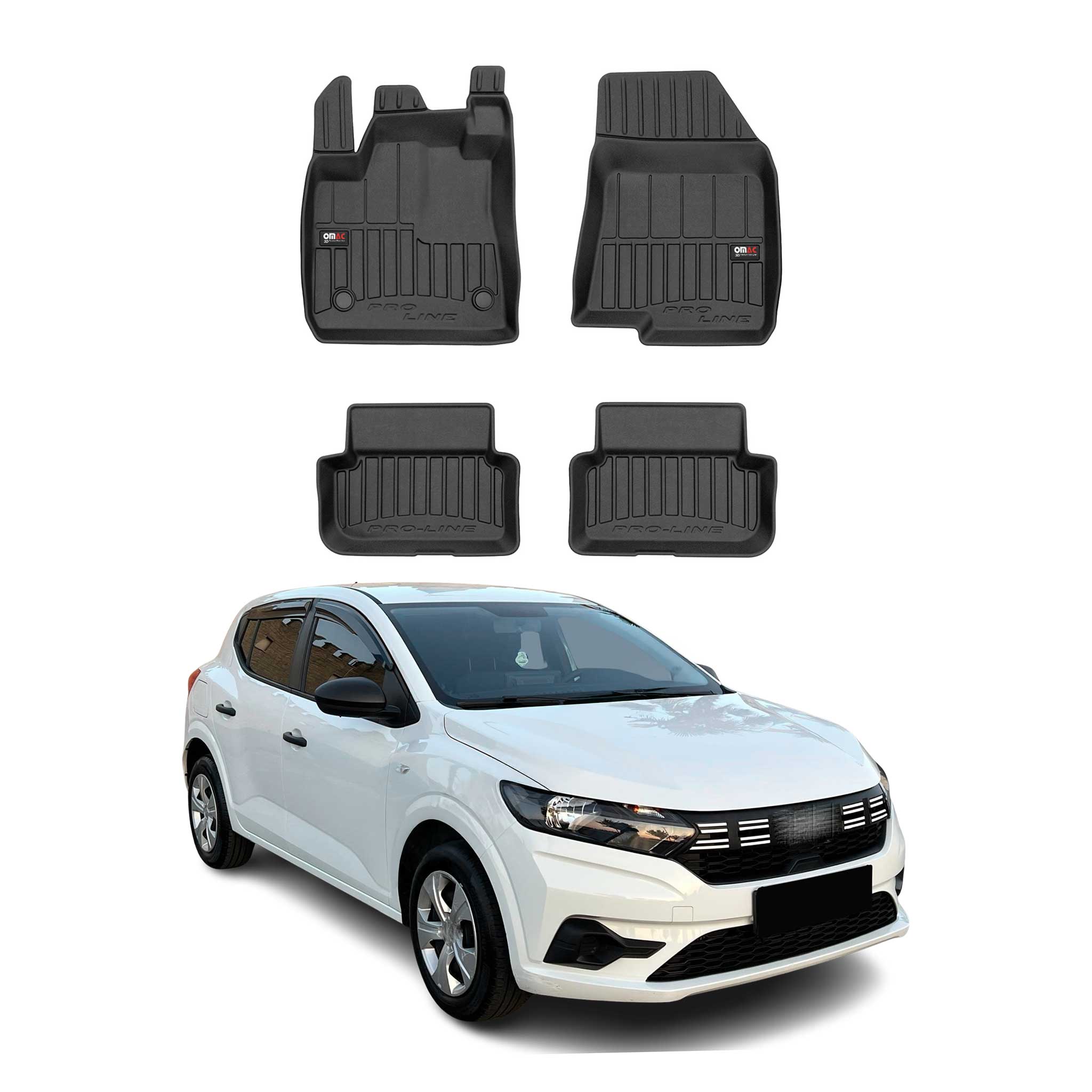 OMAC Premium Alfombrillas De Coche para Dacia Sandero 2021-2026 TPE Goma 4x