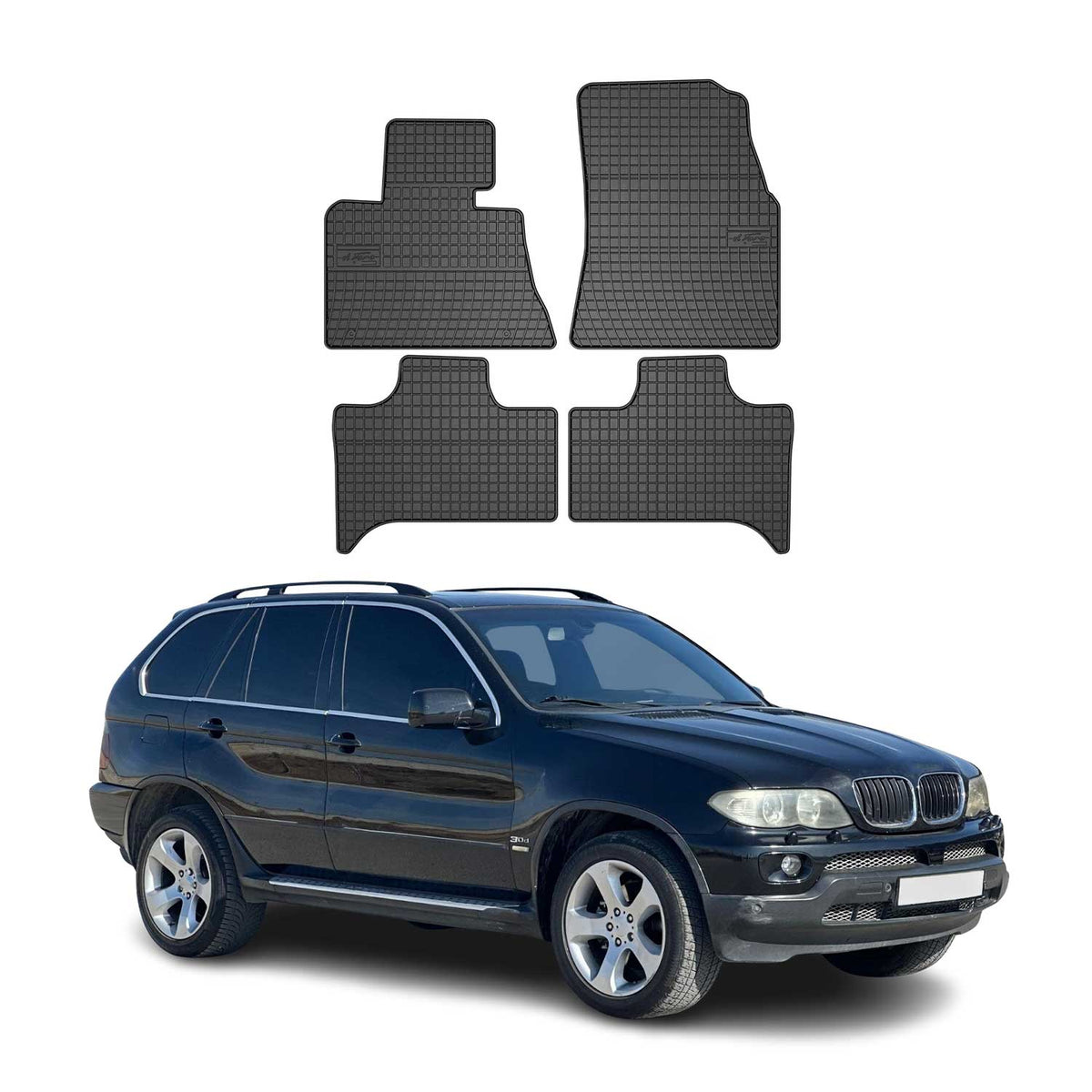 OMAC Alfombrillas De Coche para BMW X5 E53 1999-2006 Negro Goma 4Pza