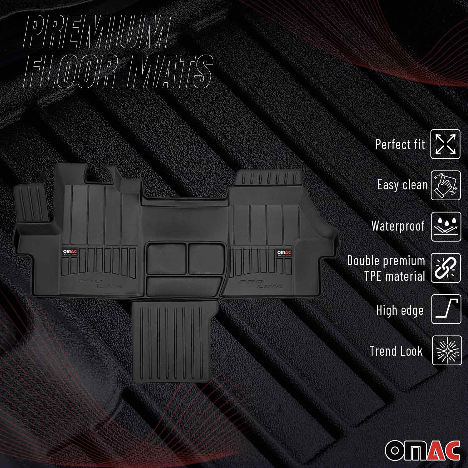 OMAC Premium Alfombrillas De Coche para Peugeot Boxer 2006-2024 Negro TPE Goma
