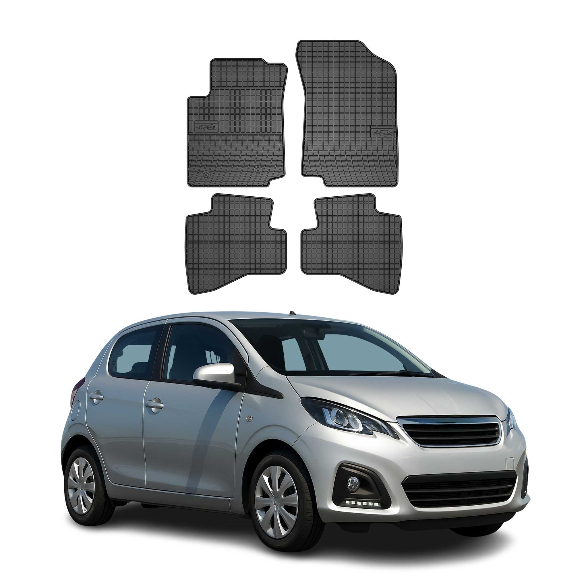 OMAC Alfombrillas De Coche para Peugeot 108 2014-2021 Negro Goma TPE 4Pza