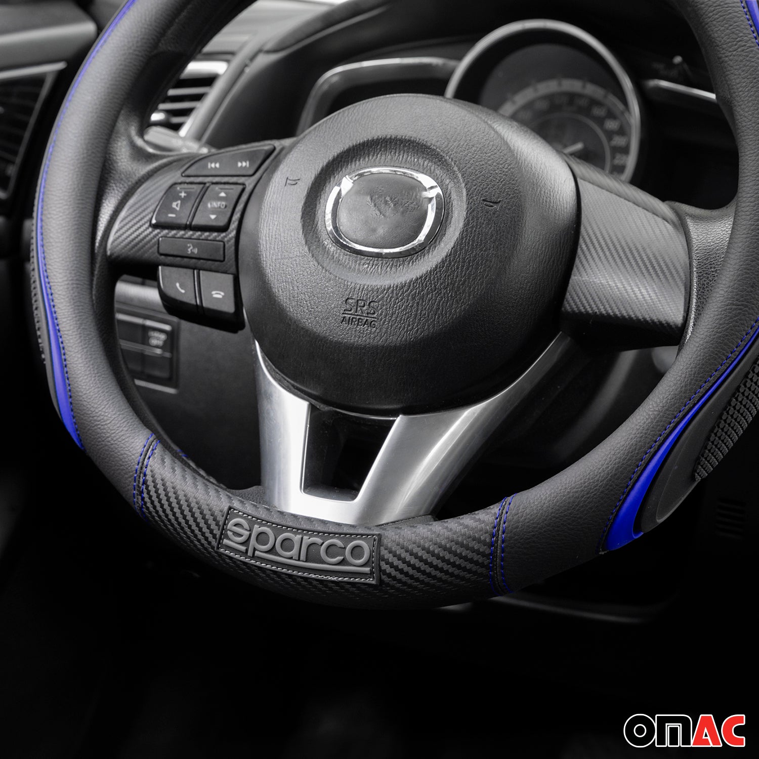 Sparco Cubierta de Para Volante de Automóvil Universal Negro Azul Goma