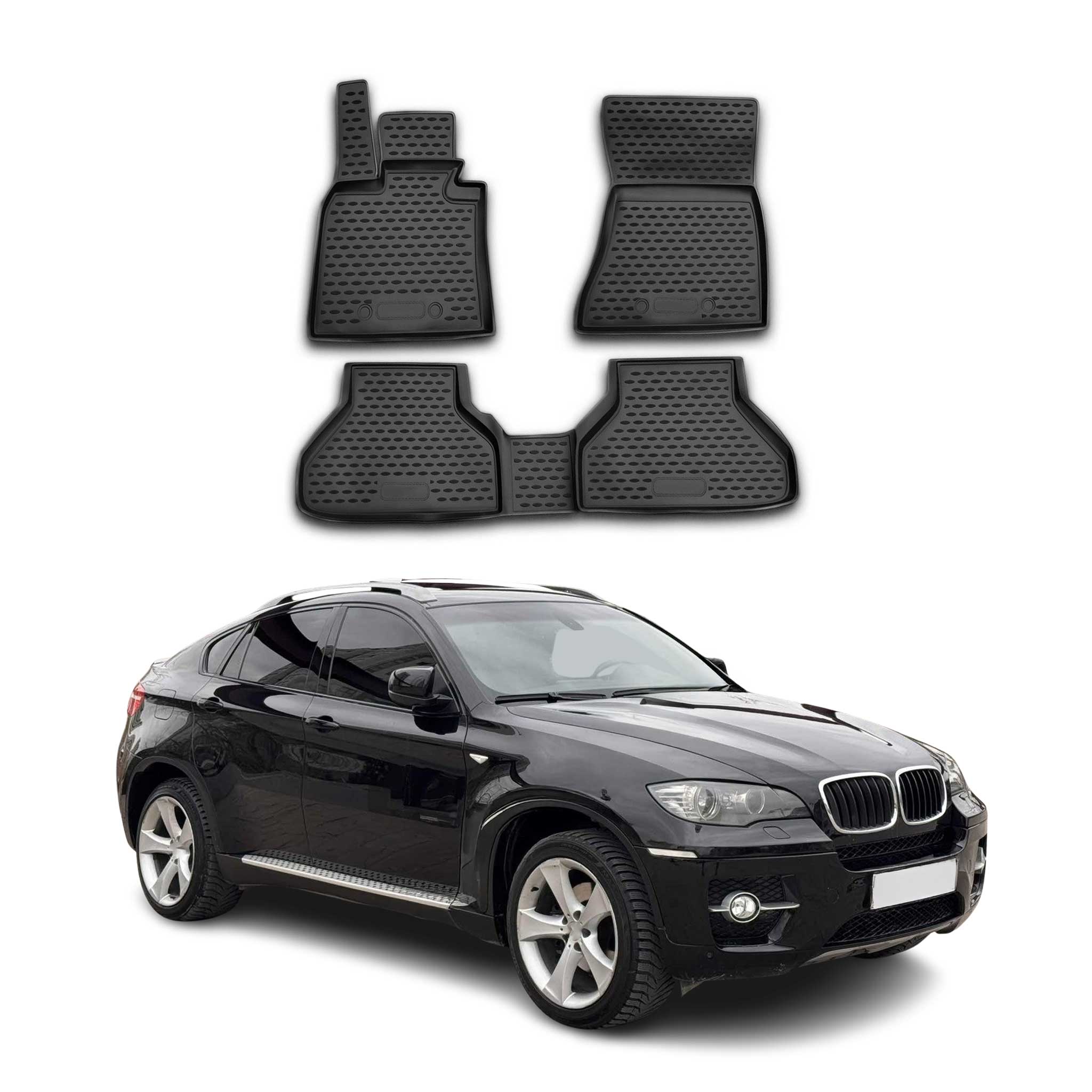 OMAC Alfombrillas De Coche para BMW X6 E71 E72 2007-2014 Negro Goma TPE 4Pza