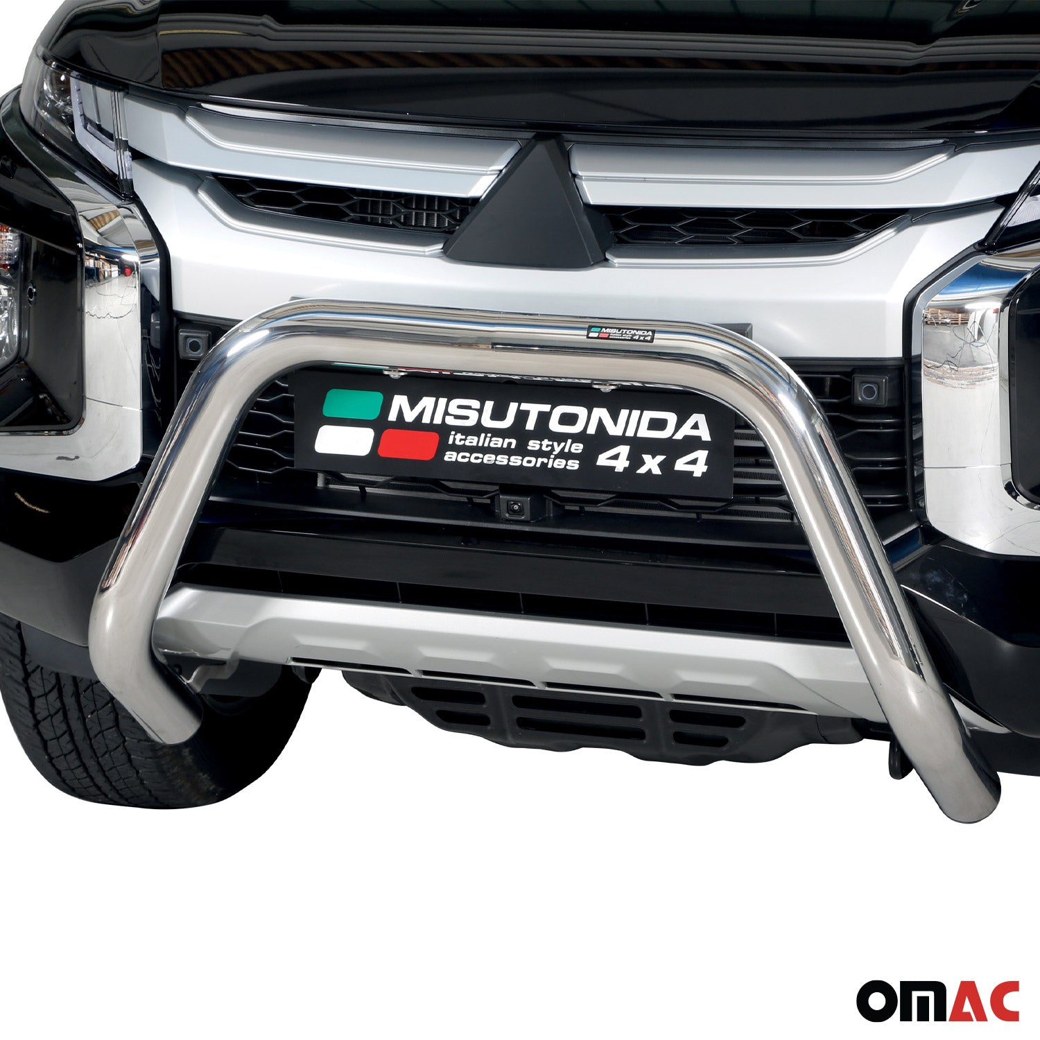 Bull Barra Frontal para Mitsubishi L200 2019-2025 Plata Brillante Acero