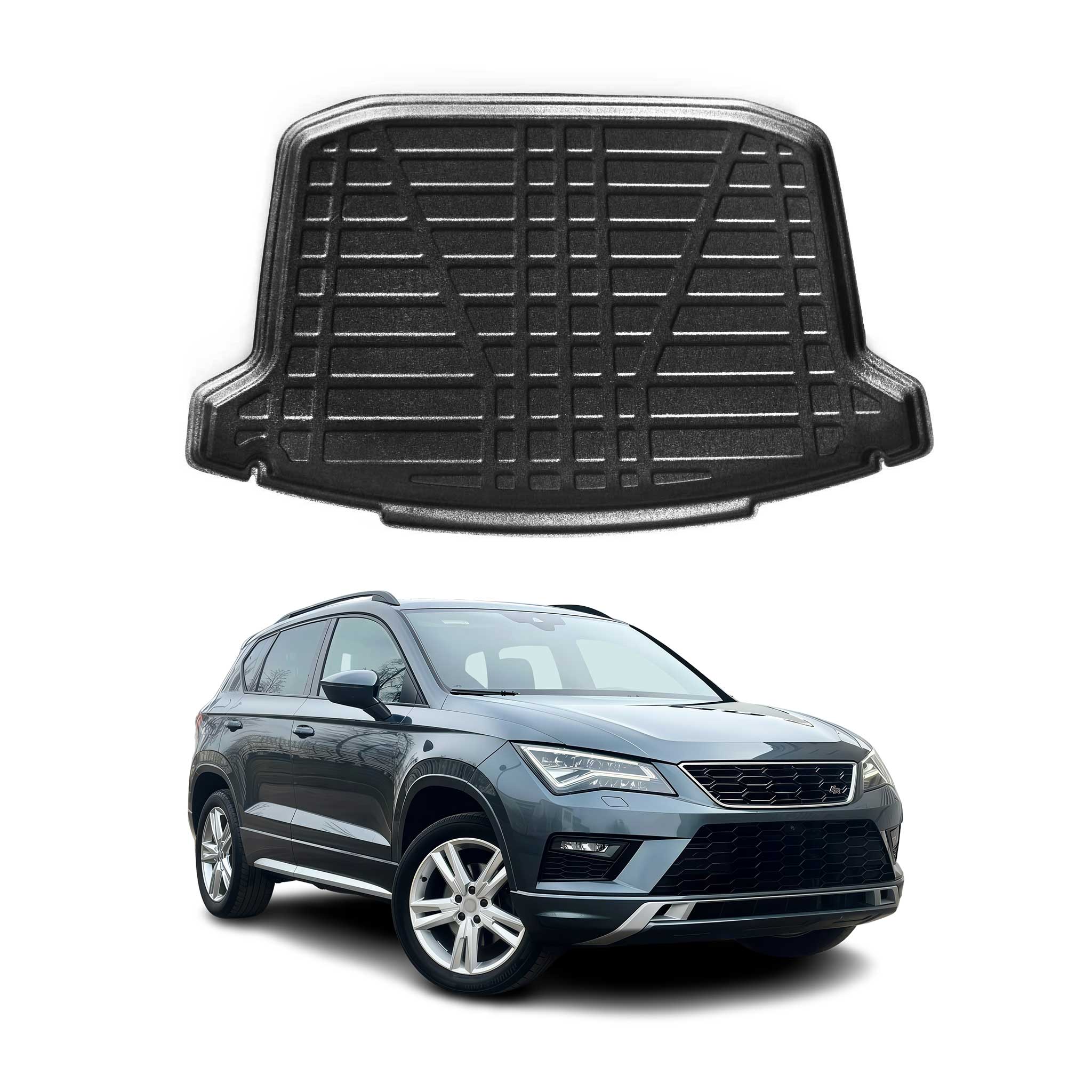 OMAC Bandeja Maletero Alfombrilla para Seat Ateca 2016-2025 Negro Goma TPE 1Pza
