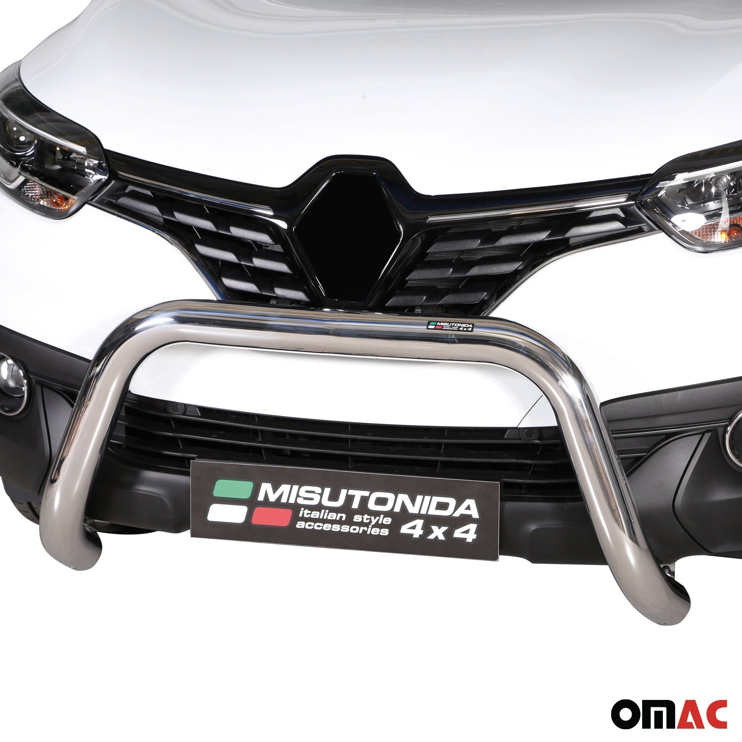 Bull Barra Frontal para Renault Kadjar 2015-2018 Plata Brillante Acero 1Pza