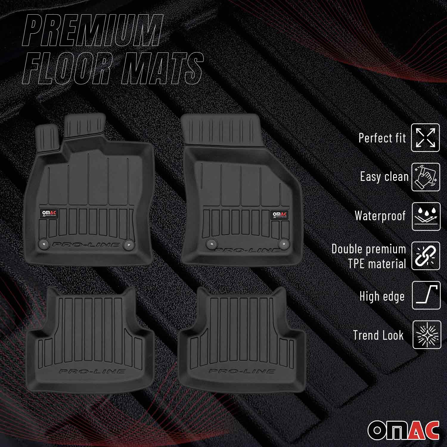 OMAC Premium Alfombrillas De Coche para VW T-Roc 2018-2025 Negro TPE Goma 4Pza
