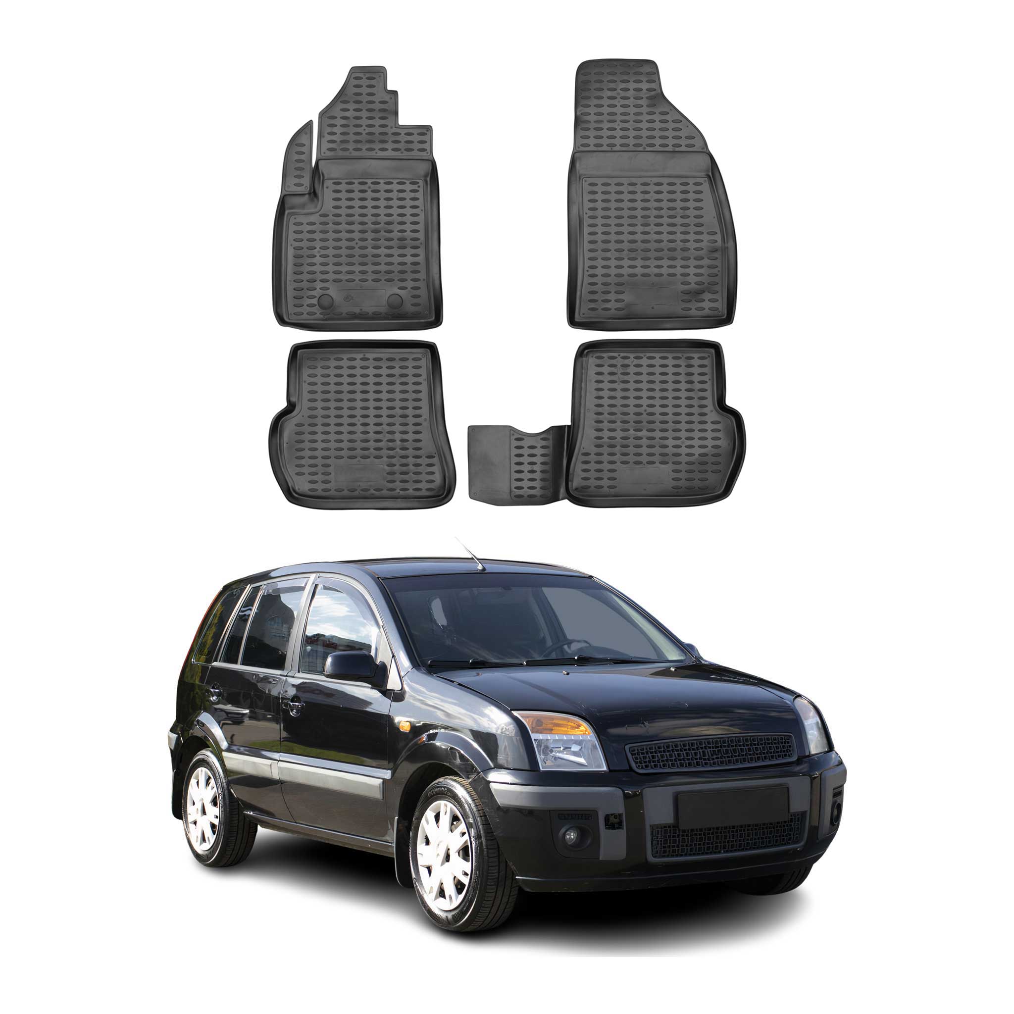 OMAC Alfombrillas De Coche para Ford Fusion 2002-2012 Negro Goma 4Pza