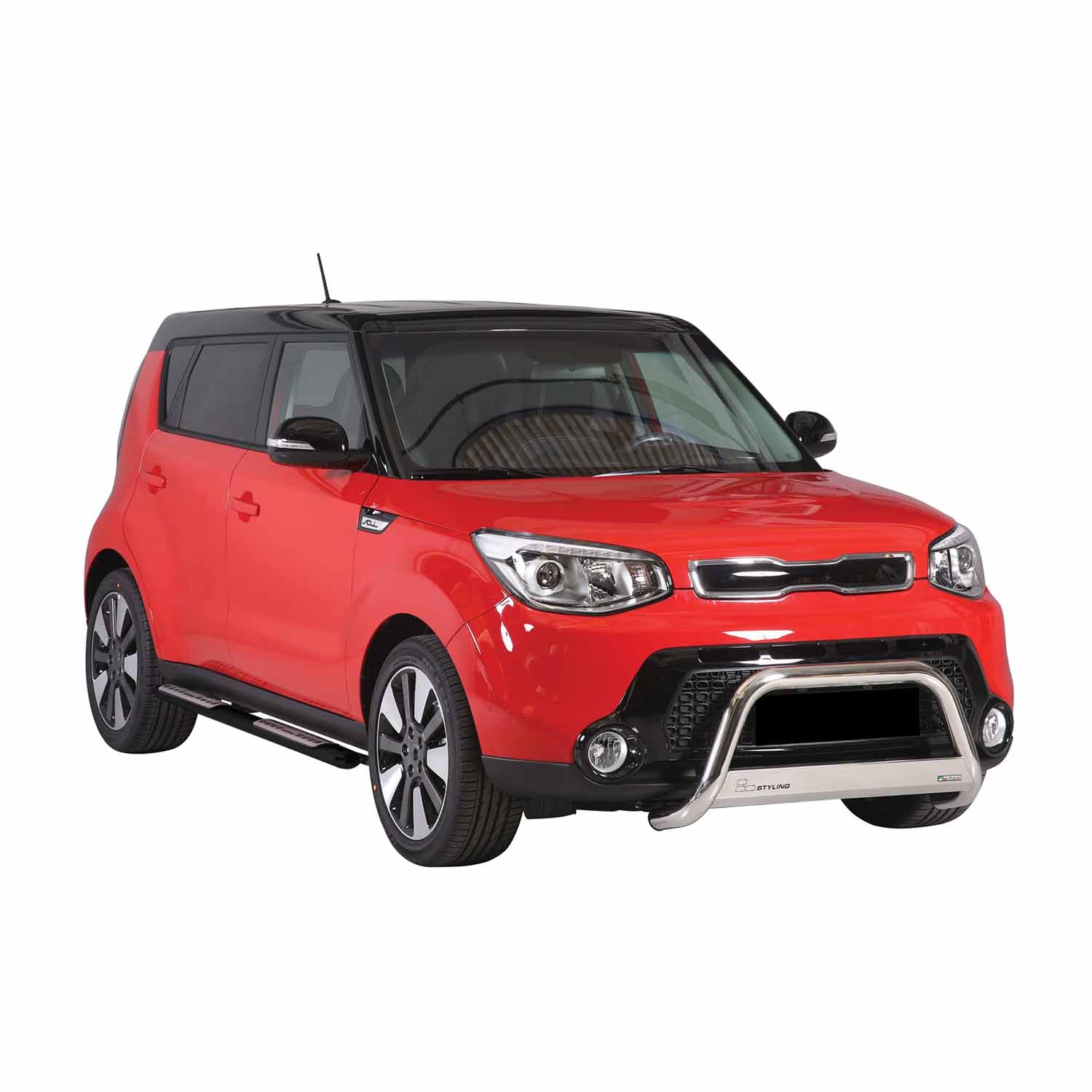 Par de Estribos Barras Laterales para Kia Soul 2013-2017 Negro Brillante Acero