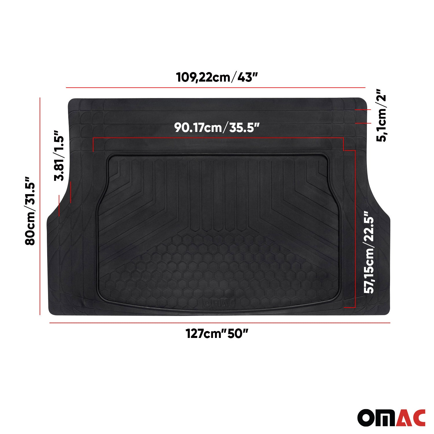Bandeja Maletero Alfombrilla para Audi A1 A3 Negro Goma 1Pza