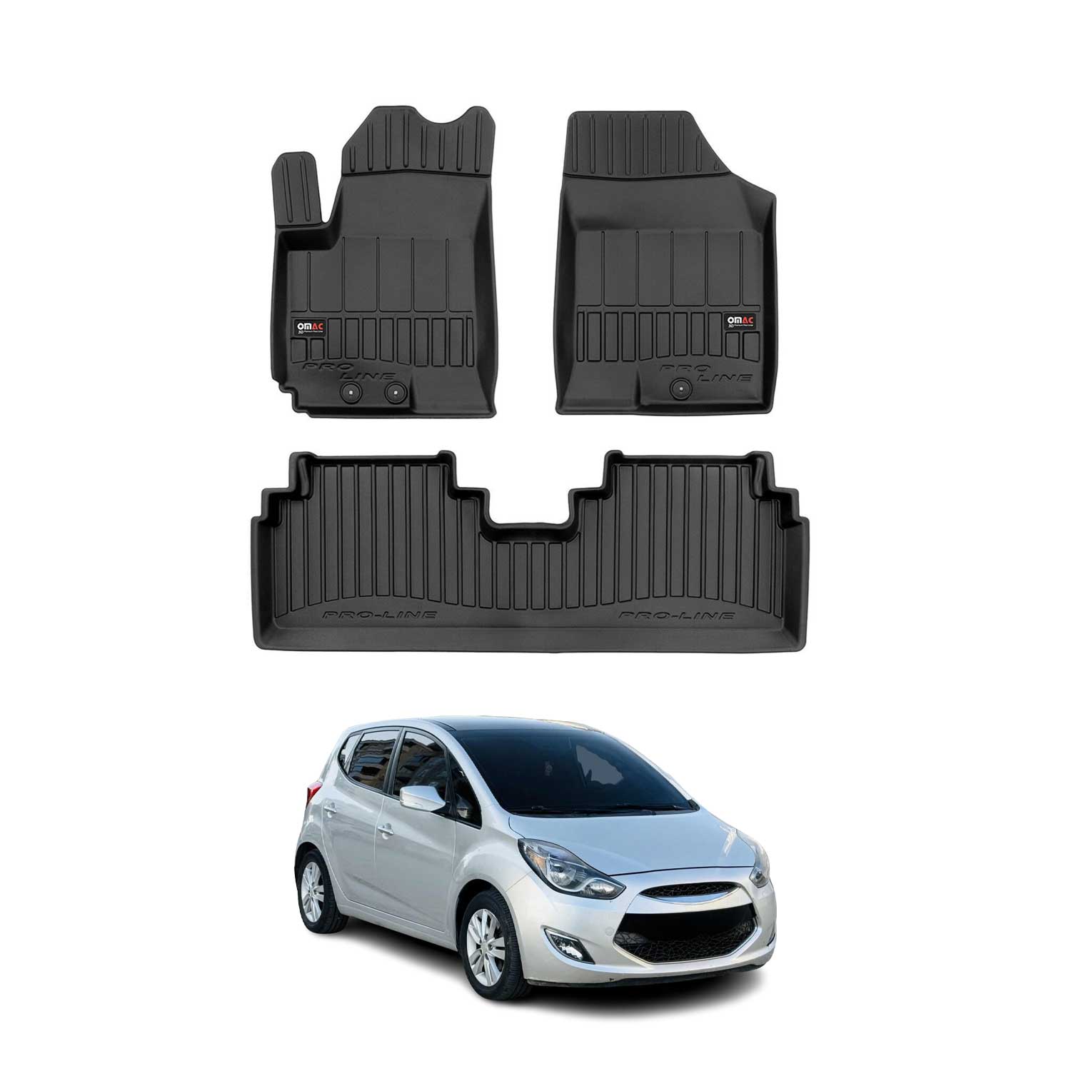 OMAC Premium Alfombrillas De Coche para Hyundai ix20 2010-2019 Negro TPE Goma 3x